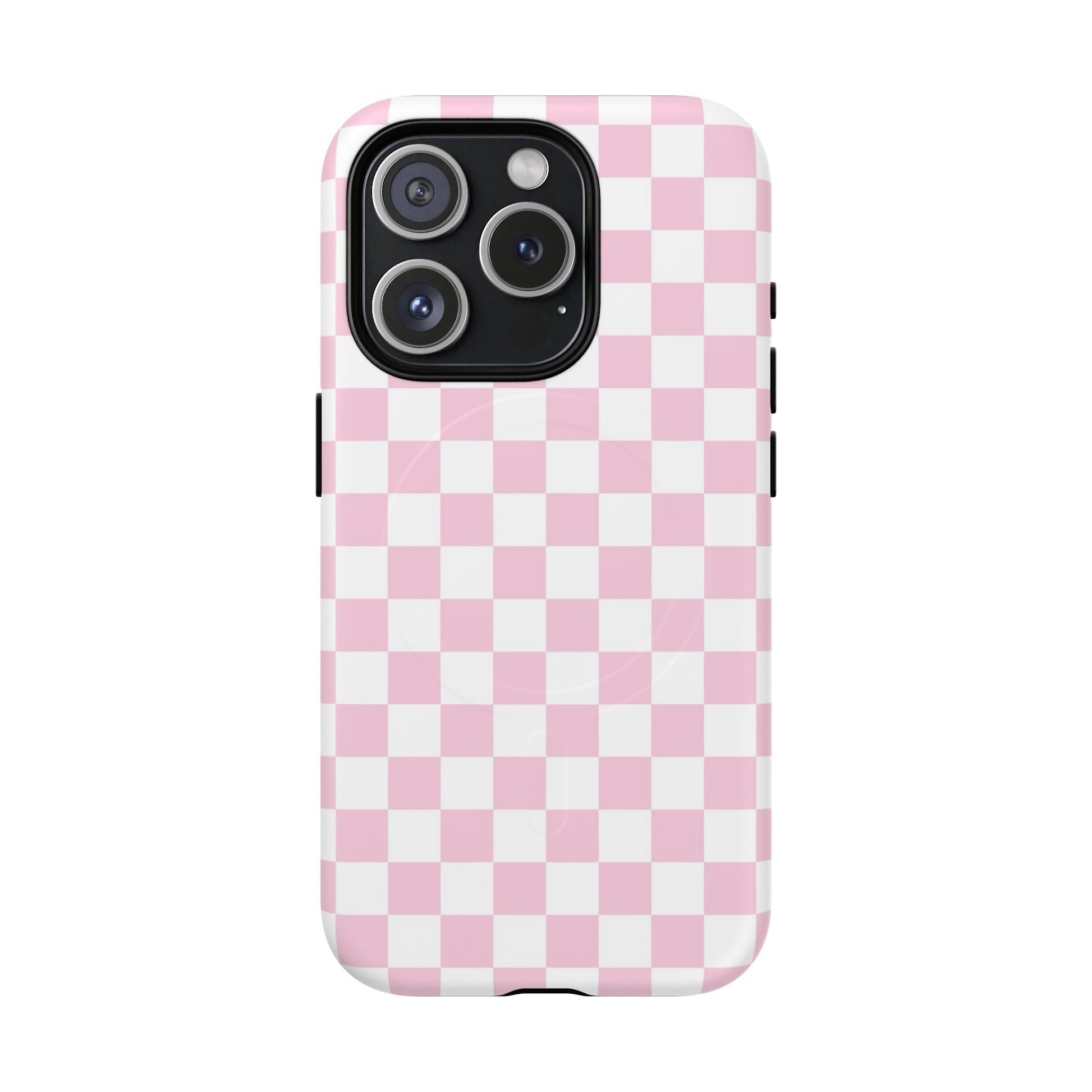Pink and White Checkerboard MagSafe Case, Artsulli - Art is Long, Life is Short, Phone Case, Size, iPhone 15 Pro, Surface, Matte, , , 25573315371210098489
