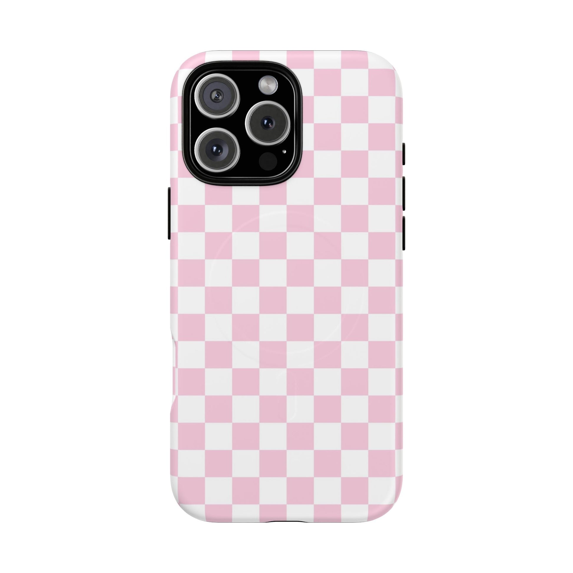 Pink and White Checkerboard MagSafe Case, Artsulli - Art is Long, Life is Short, Phone Case, Size, iPhone 16 Pro Max, Surface, Matte, , , 97262287538340009940