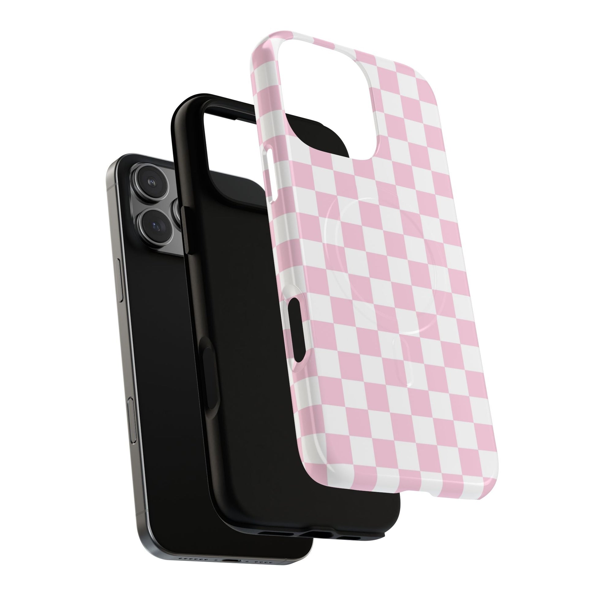 Pink and White Checkerboard MagSafe Case, Artsulli - Art is Long, Life is Short, Phone Case, , , , , , , 