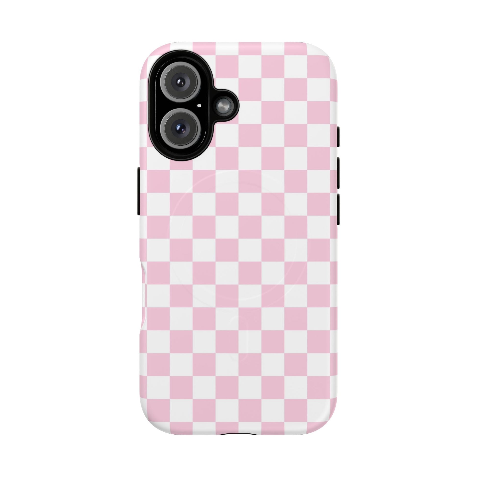 Pink and White Checkerboard MagSafe Case, Artsulli - Art is Long, Life is Short, Phone Case, Size, iPhone 16, Surface, Matte, , , 91471206203862471044