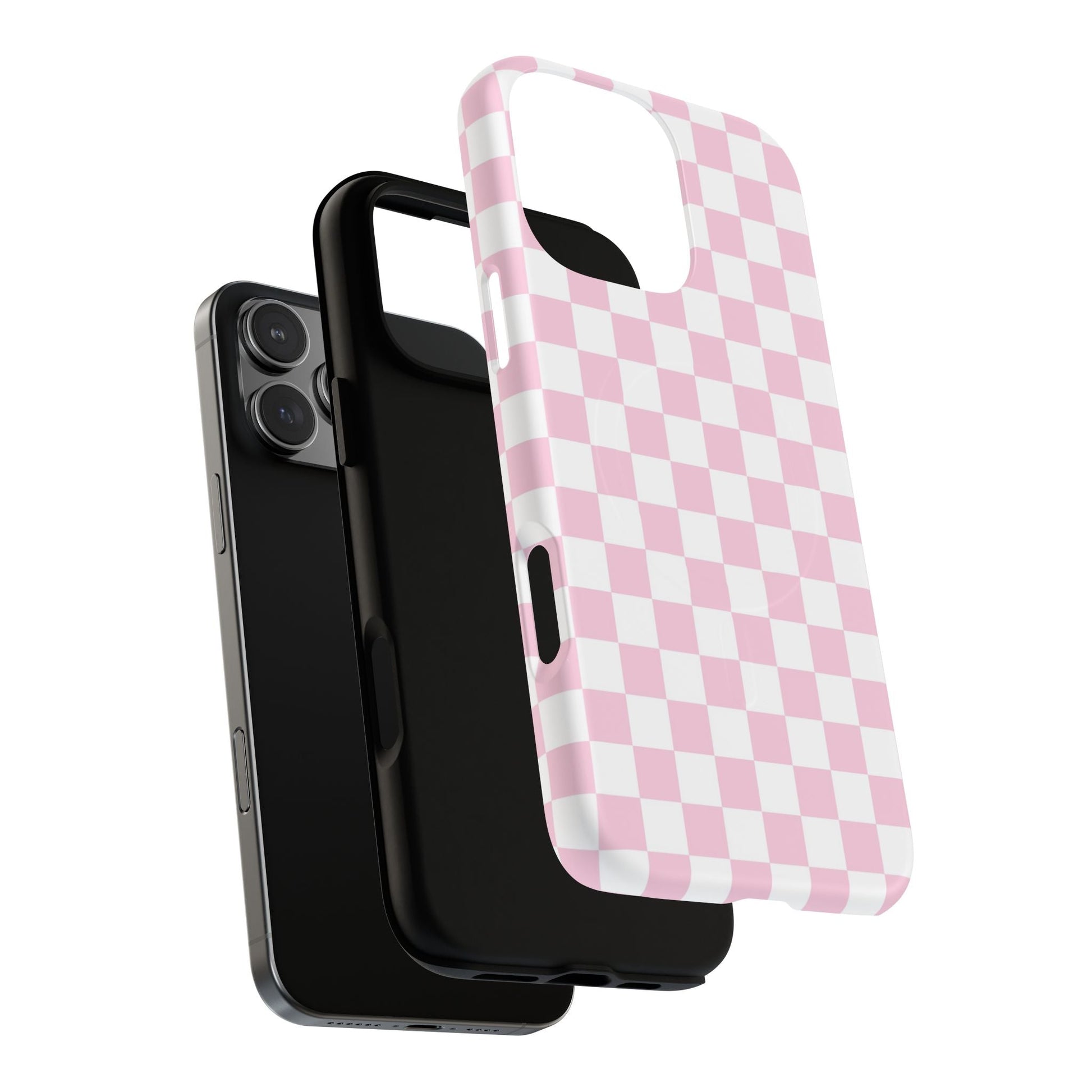 Pink and White Checkerboard MagSafe Case, Artsulli - Art is Long, Life is Short, Phone Case, , , , , , , 