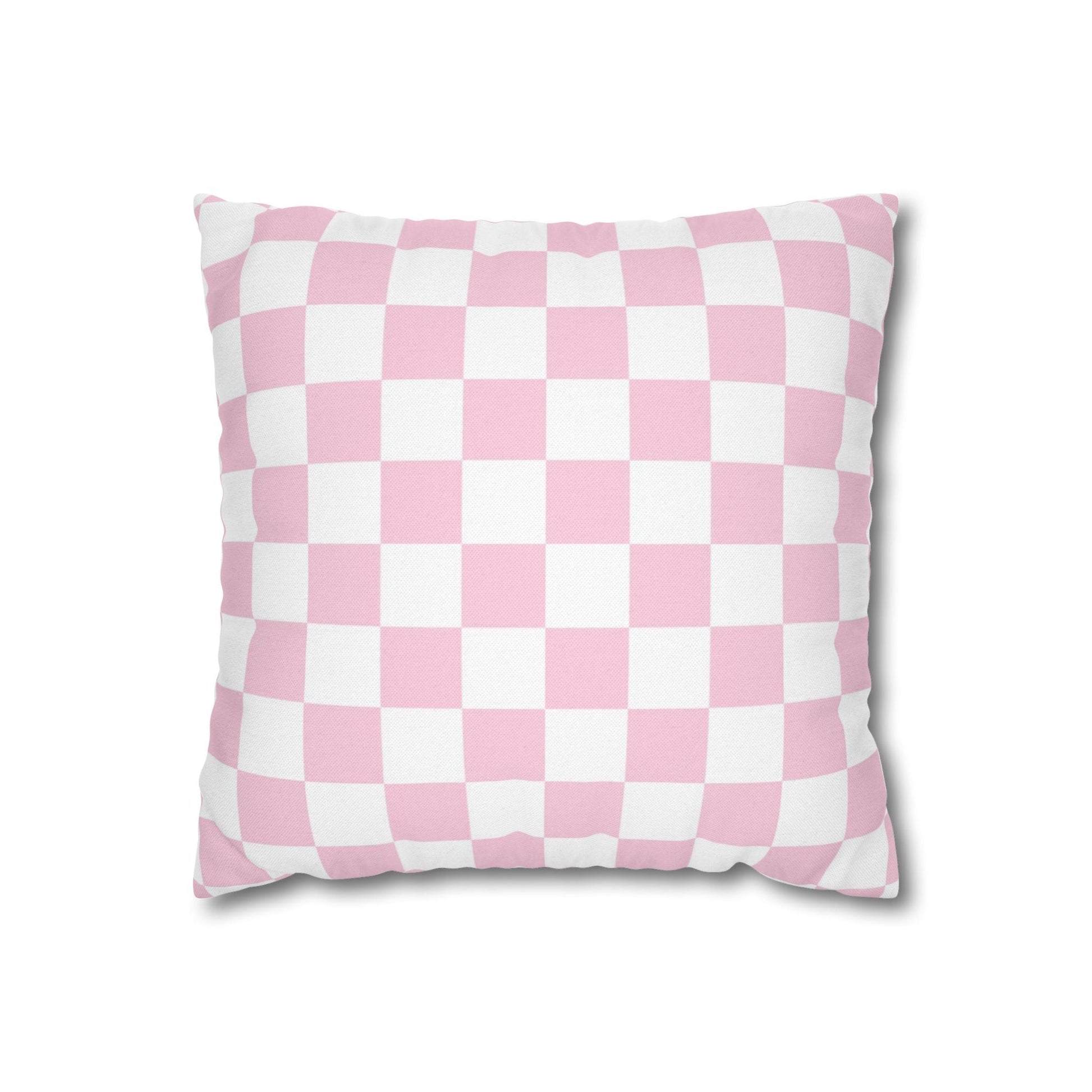 Pink and White Checkerboard Throw Pillow, Artsulli - Art is Long, Life is Short, Home Decor, Size, 14" × 14", , , , , 27562760958784362096