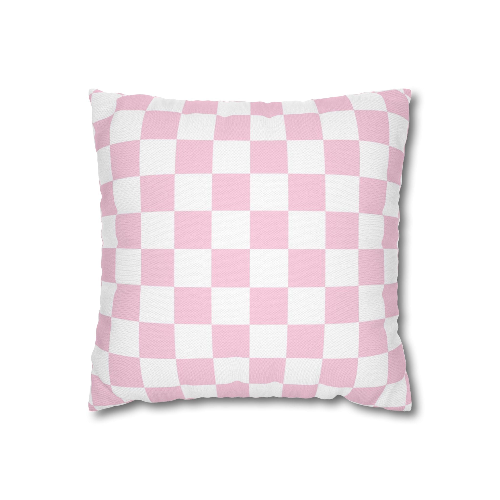 Printify Pink and White Checkerboard Throw Pillow 2025