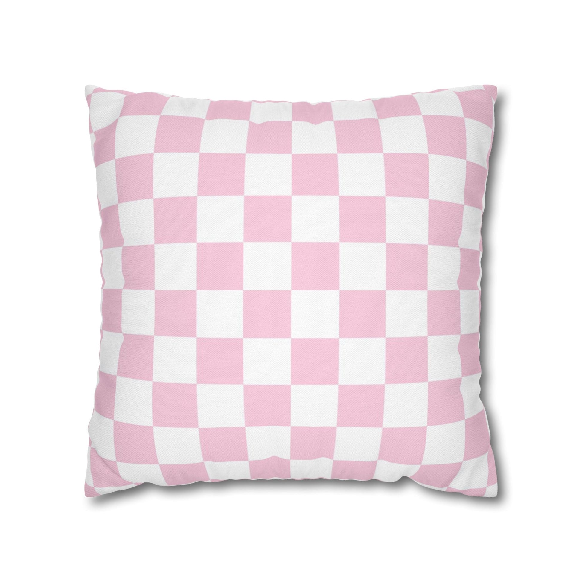 Pink and White Checkerboard Throw Pillow, Artsulli - Art is Long, Life is Short, Home Decor, Size, 18" × 18", , , , , 19061377646263013370