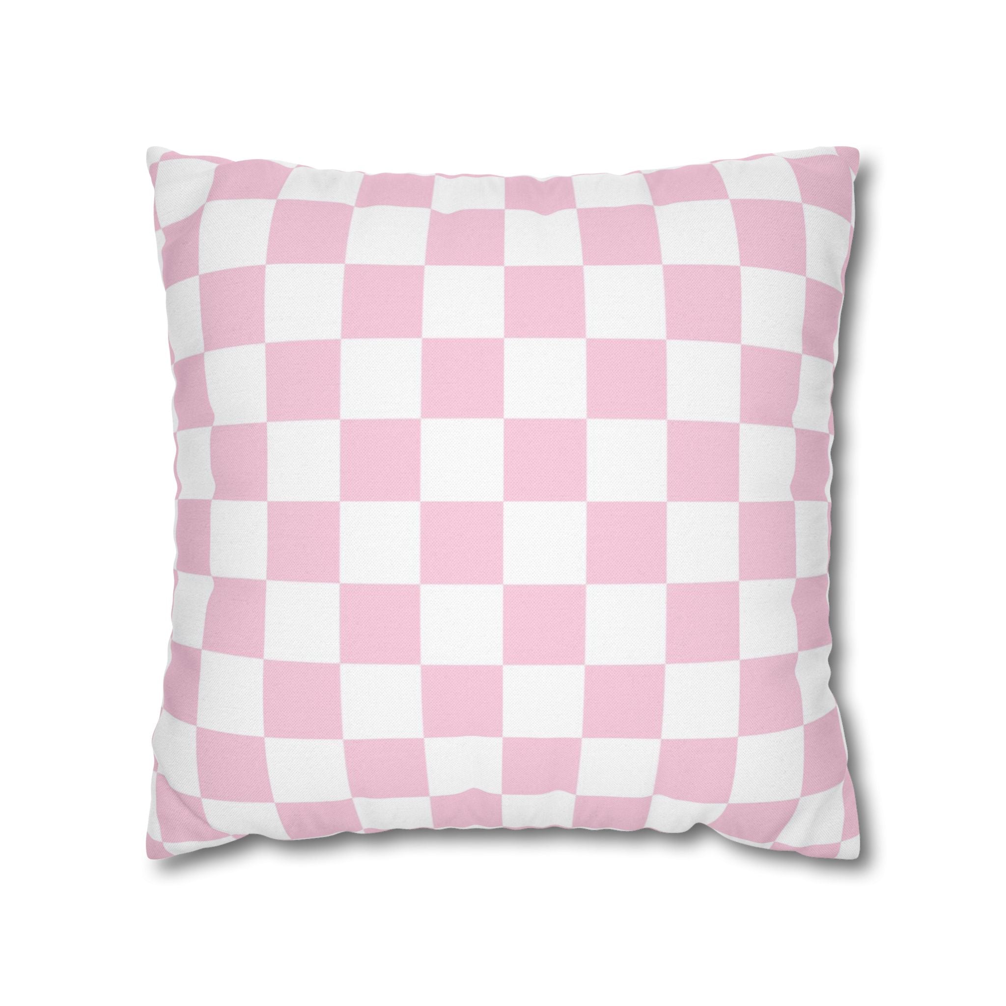 Pink and White Checkerboard Throw Pillow, Artsulli - Art is Long, Life is Short, Home Decor, Size, 18" × 18", , , , , 19061377646263013370