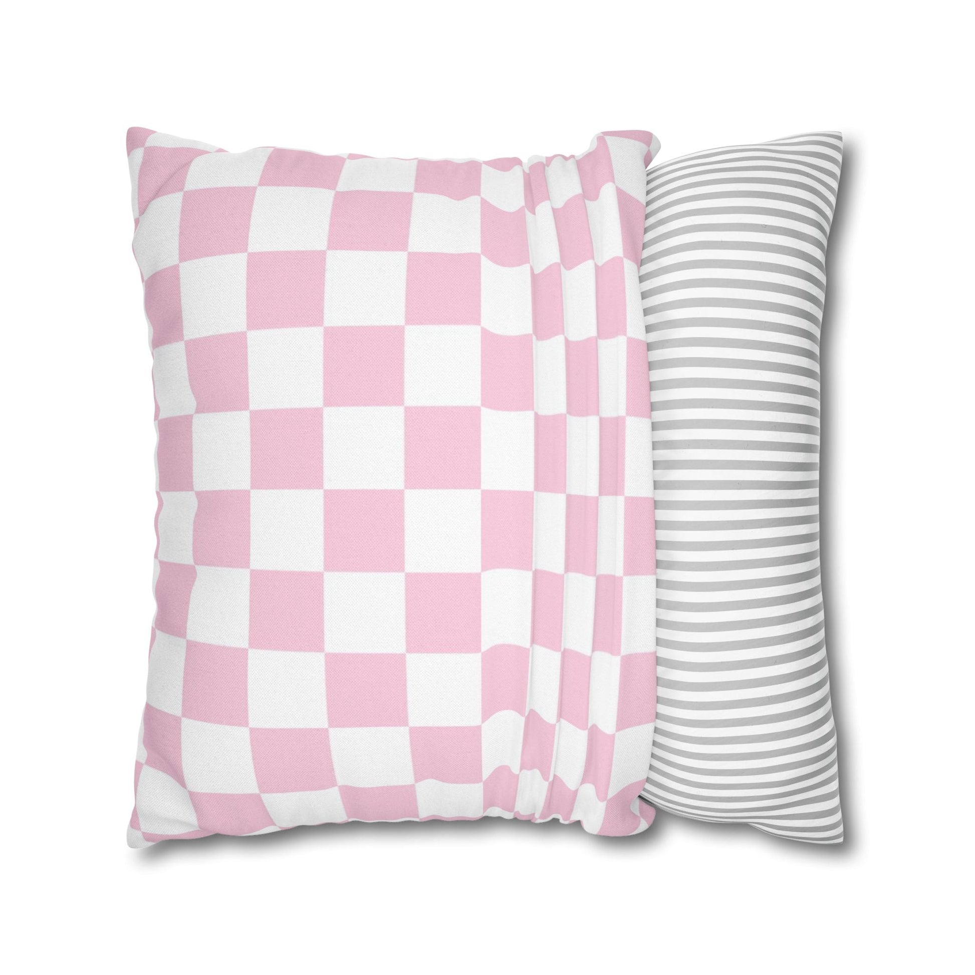 Pink and White Checkerboard Throw Pillow, Artsulli - Art is Long, Life is Short, Home Decor, , , , , , , 