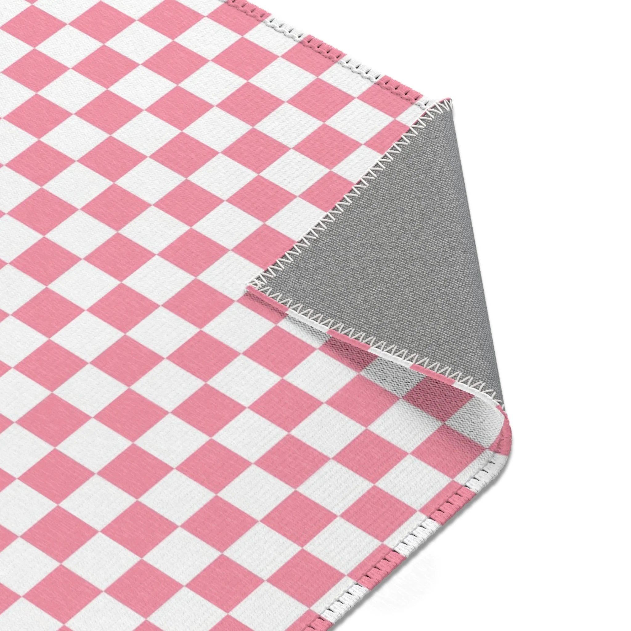 Pink and White Checkered Area Rug, Artsulli - Art is Long, Life is Short, Home Decor, , , , , , , 