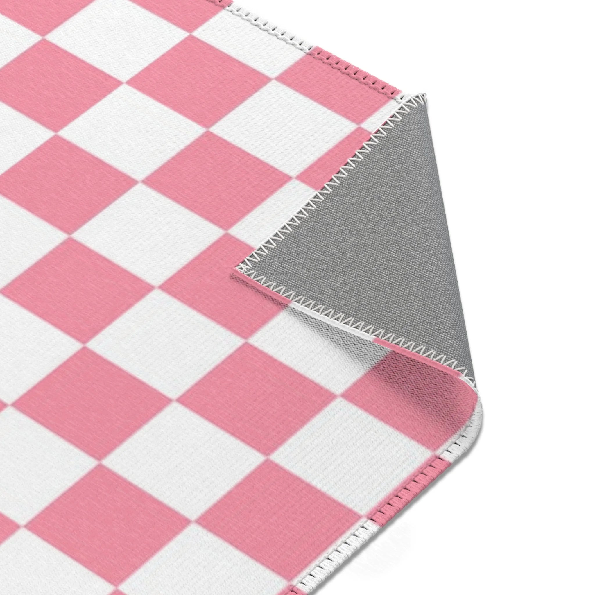 Pink and White Checkered Area Rug, Artsulli - Art is Long, Life is Short, Home Decor, , , , , , , 