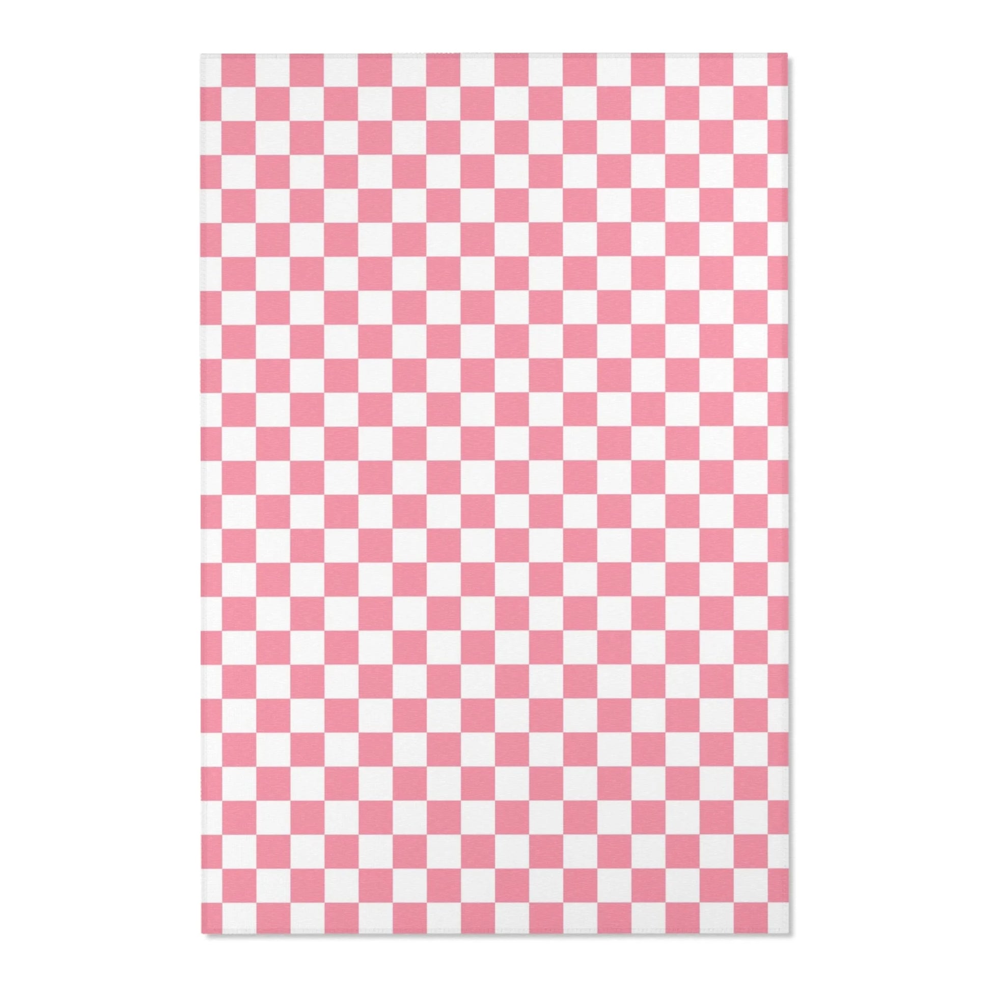 Pink and White Checkered Area Rug, Artsulli - Art is Long, Life is Short, Home Decor, Size, 48" × 72", , , , , 18214408627802864268