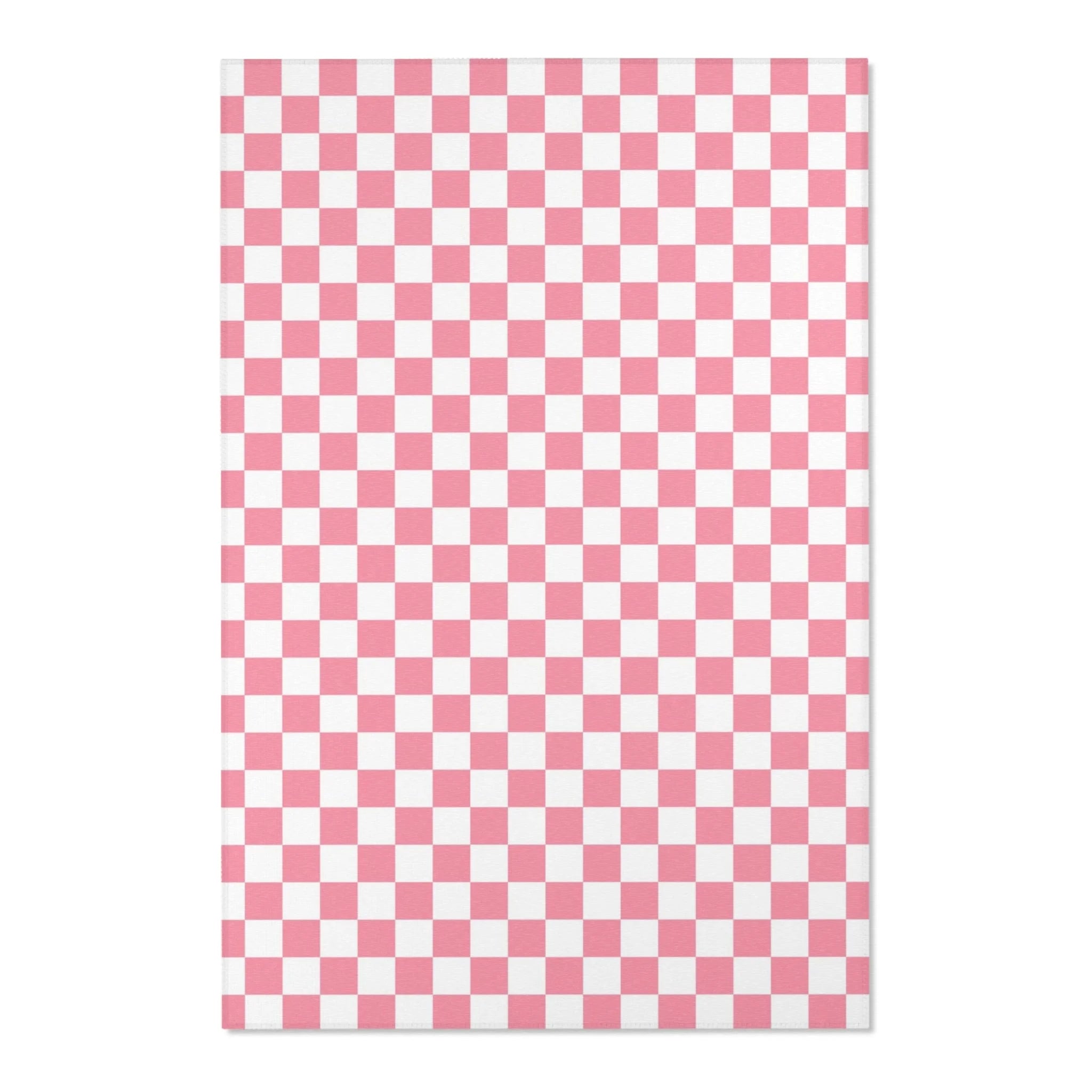 Pink and White Checkered Area Rug, Artsulli - Art is Long, Life is Short, Home Decor, Size, 48" × 72", , , , , 18214408627802864268