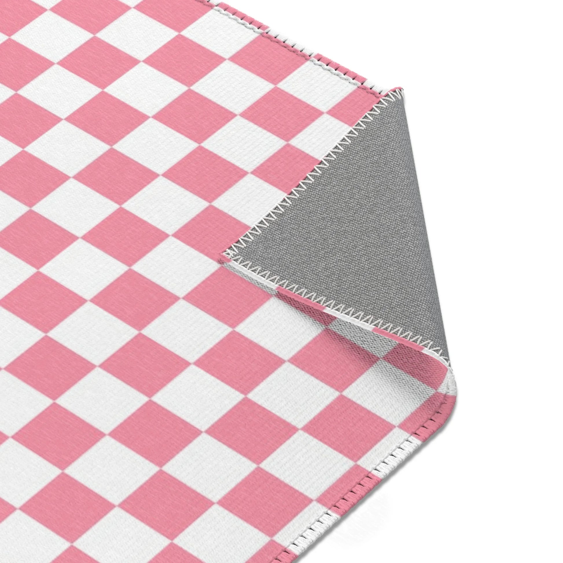Pink and White Checkered Area Rug, Artsulli - Art is Long, Life is Short, Home Decor, , , , , , , 