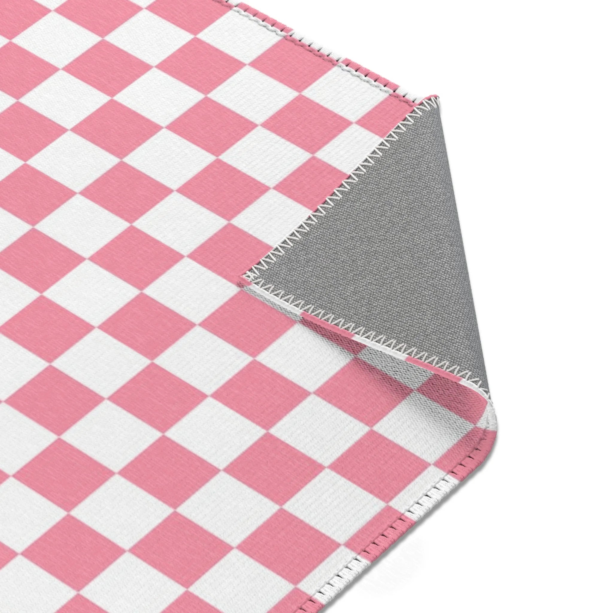 Pink and White Checkered Area Rug, Artsulli - Art is Long, Life is Short, Home Decor, , , , , , , 
