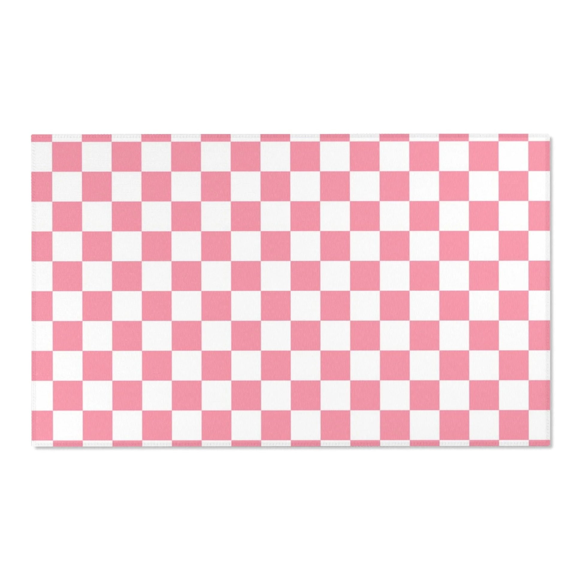 Pink and White Checkered Area Rug, Artsulli - Art is Long, Life is Short, Home Decor, Size, 60" × 36", , , , , 25090321547362843540