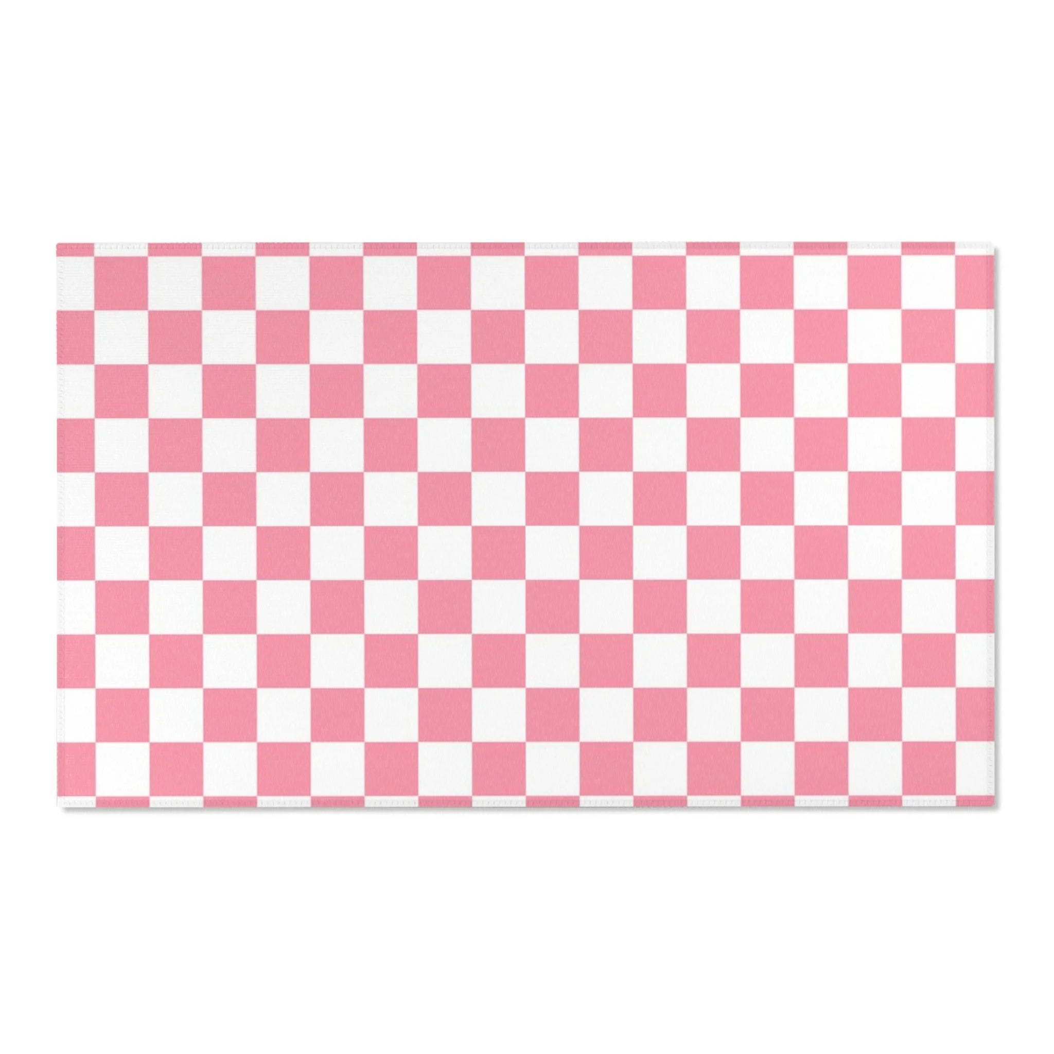 Pink and White Checkered Area Rug, Artsulli - Art is Long, Life is Short, Home Decor, Size, 60" × 36", , , , , 25090321547362843540