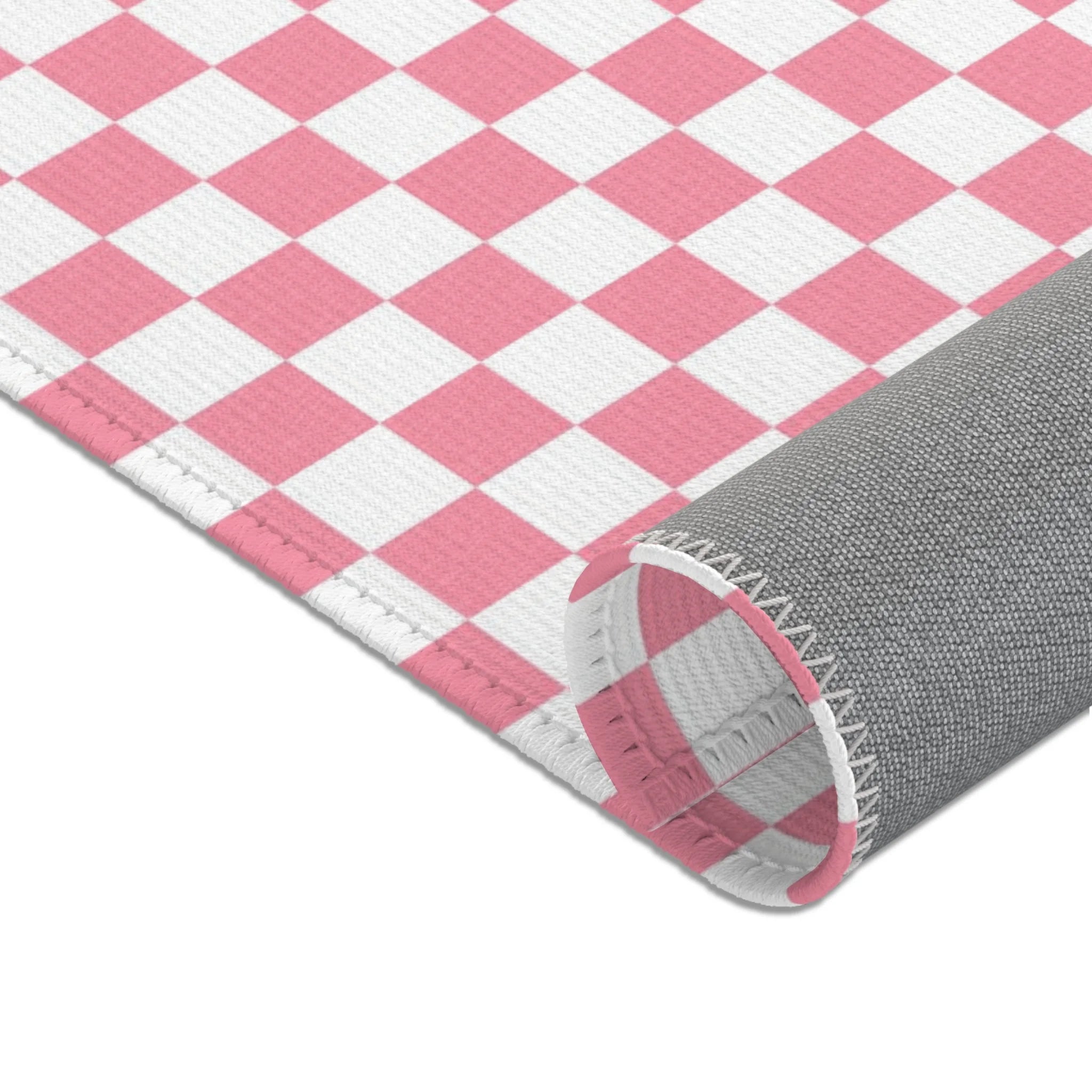 Pink and White Checkered Area Rug, Artsulli - Art is Long, Life is Short, Home Decor, , , , , , , 
