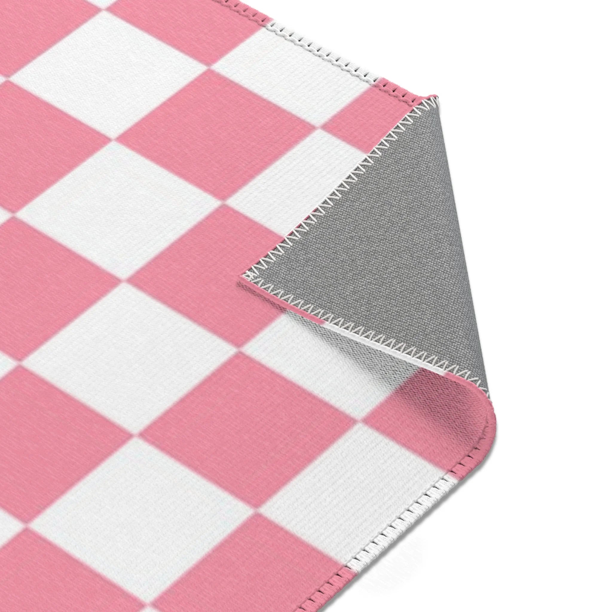 Pink and White Checkered Area Rug, Artsulli - Art is Long, Life is Short, Home Decor, , , , , , , 