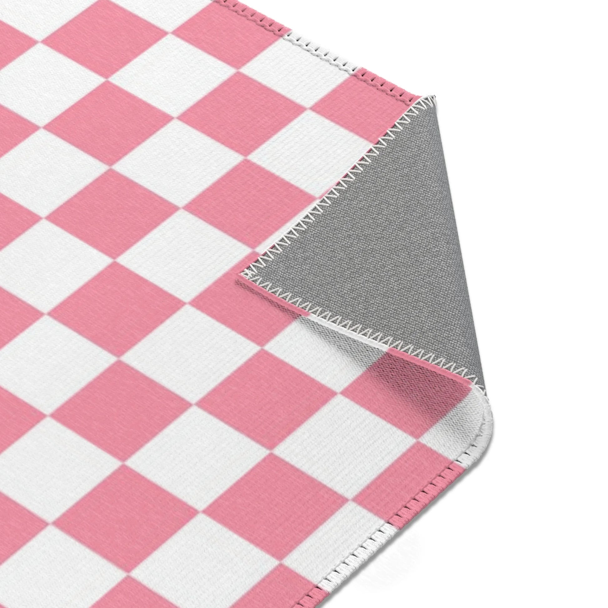 Pink and White Checkered Area Rug, Artsulli - Art is Long, Life is Short, Home Decor, , , , , , , 