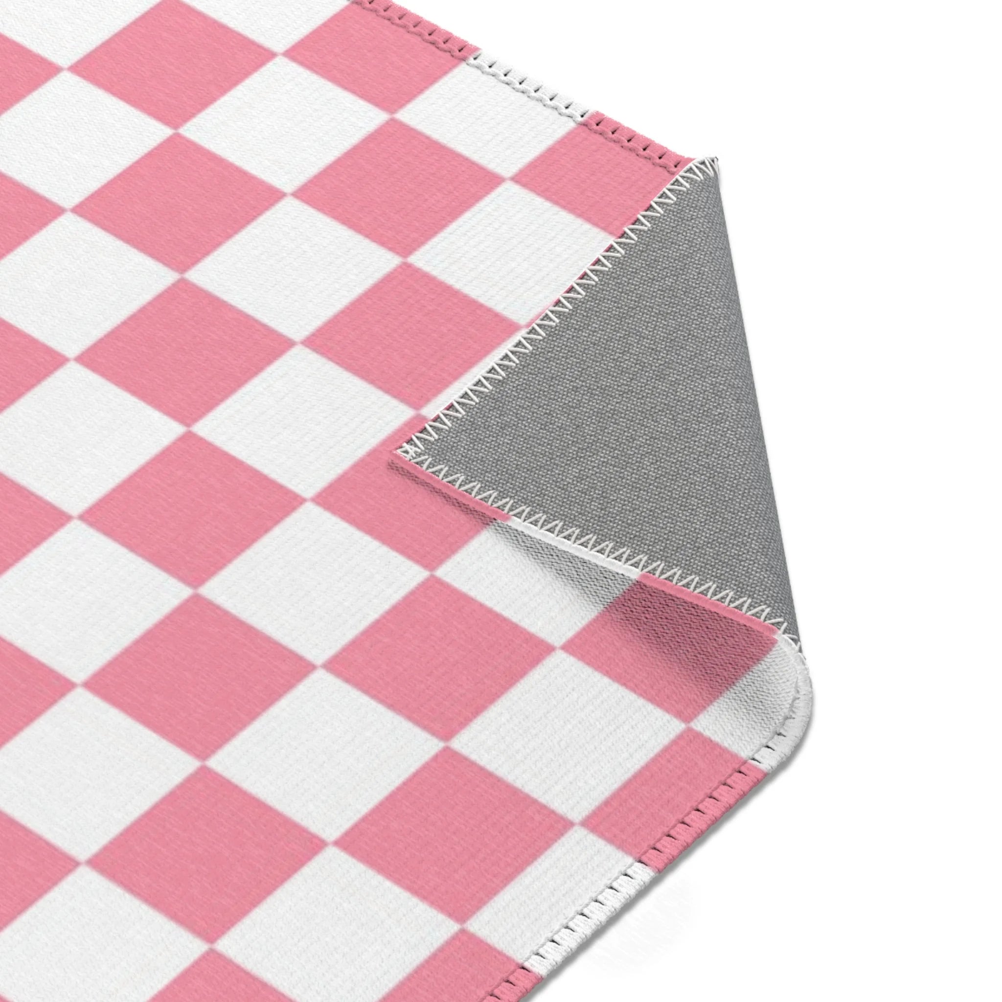 Pink and White Checkered Area Rug, Artsulli - Art is Long, Life is Short, Home Decor, , , , , , , 