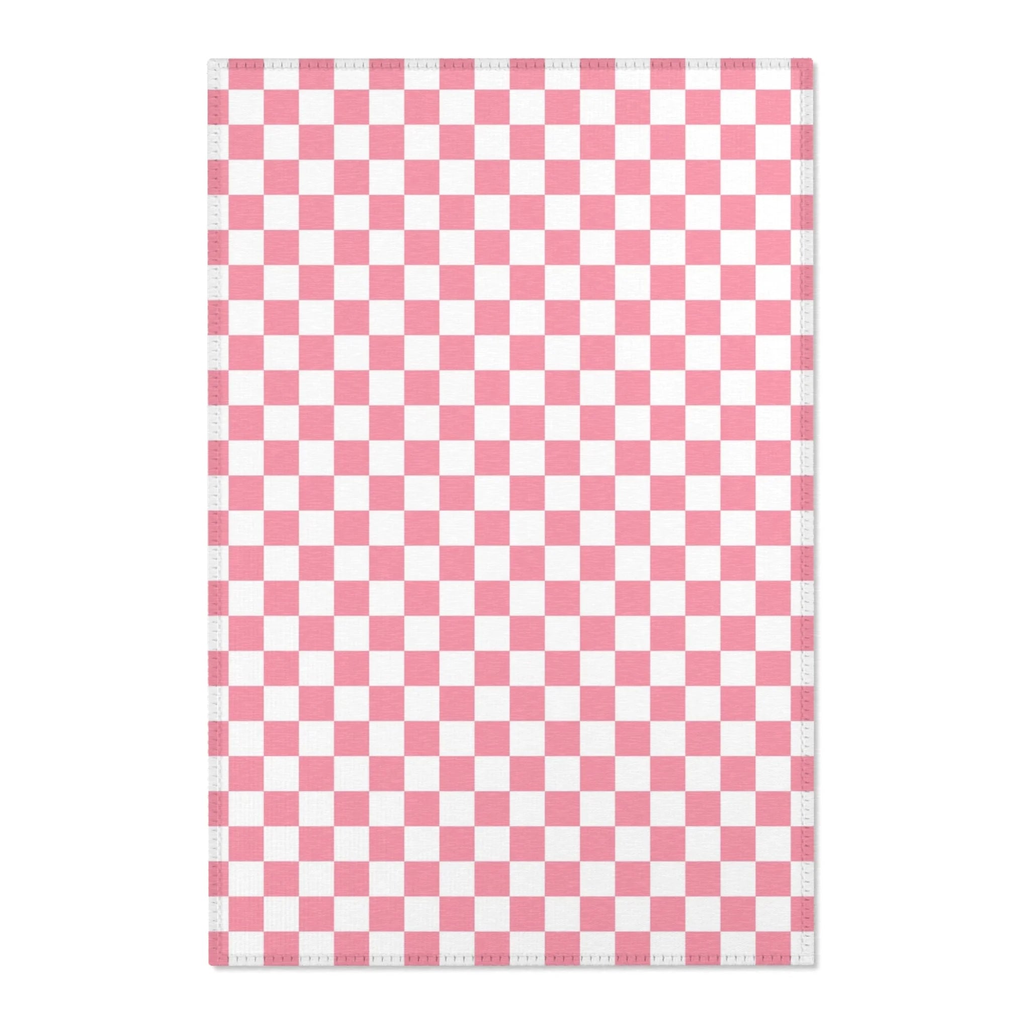 JAKKOUTTHEBXX Pink and White Checkered Area Rug 2025