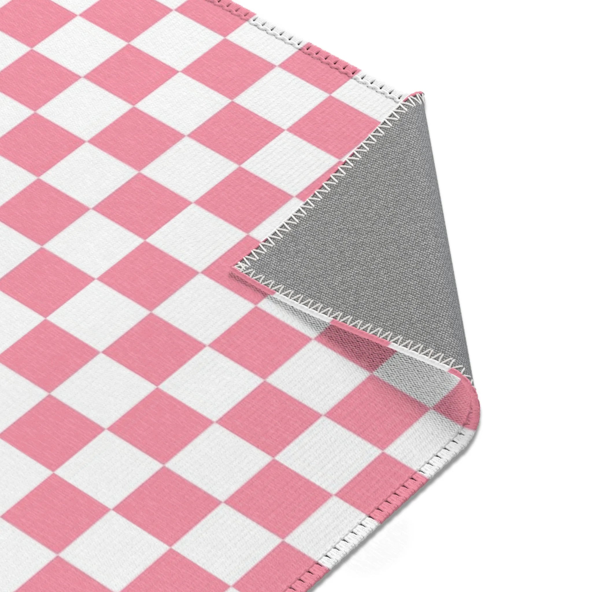 Pink and White Checkered Area Rug, Artsulli - Art is Long, Life is Short, Home Decor, , , , , , , 