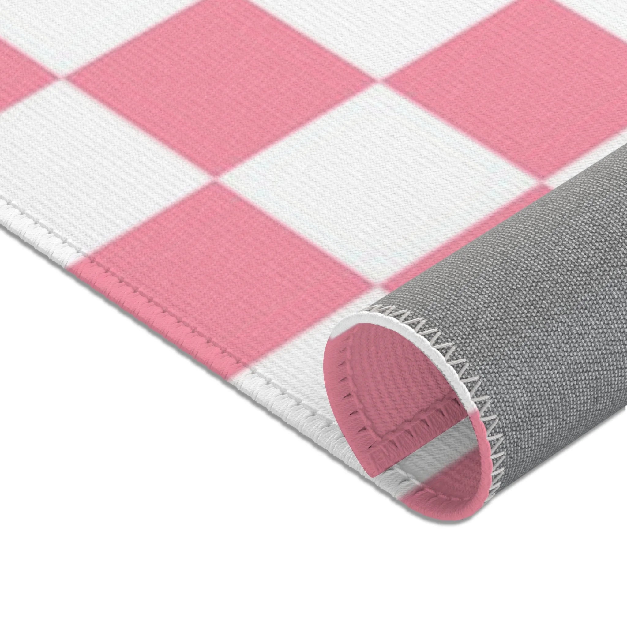 Pink and White Checkered Area Rug, Artsulli - Art is Long, Life is Short, Home Decor, , , , , , , 