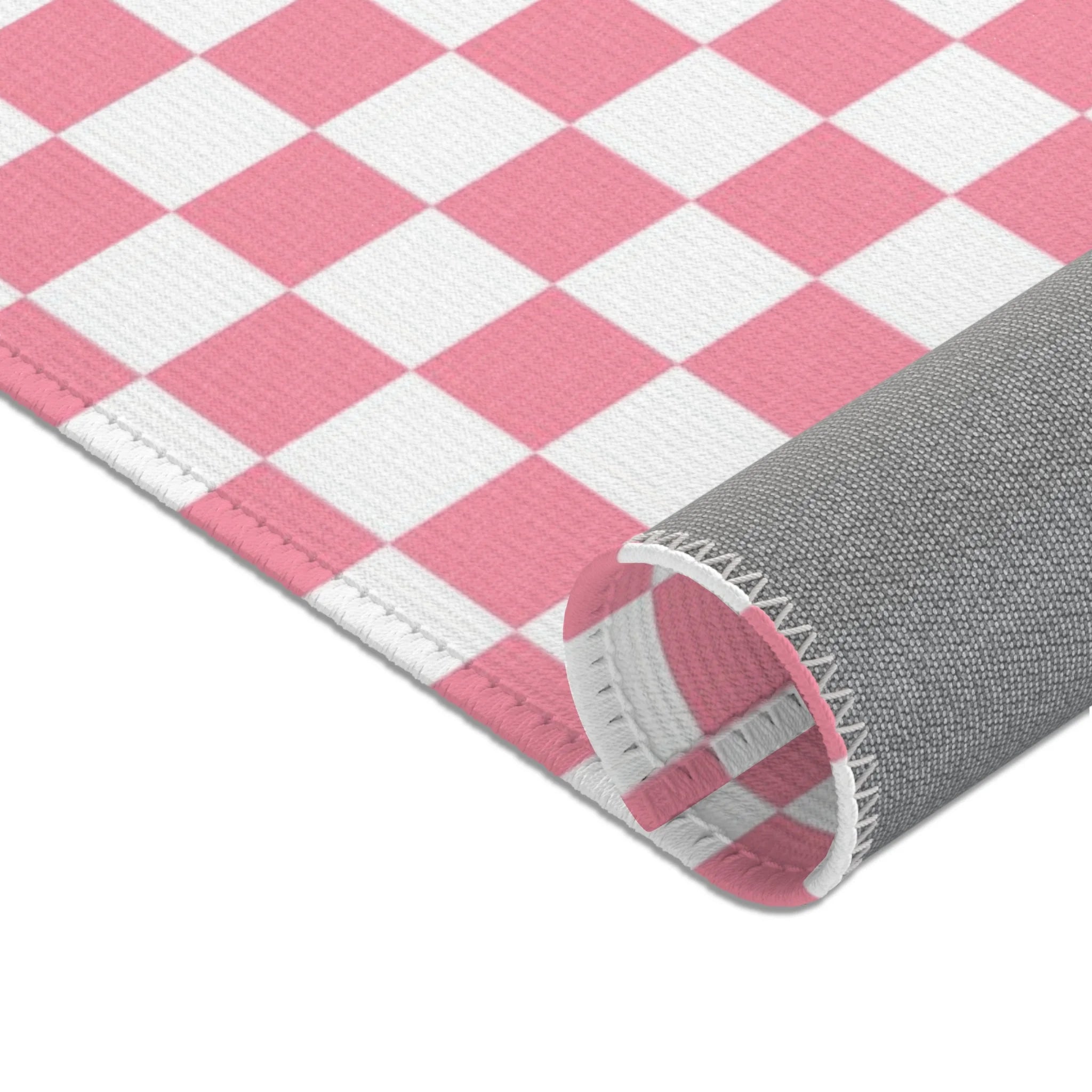 Pink and White Checkered Area Rug, Artsulli - Art is Long, Life is Short, Home Decor, , , , , , , 