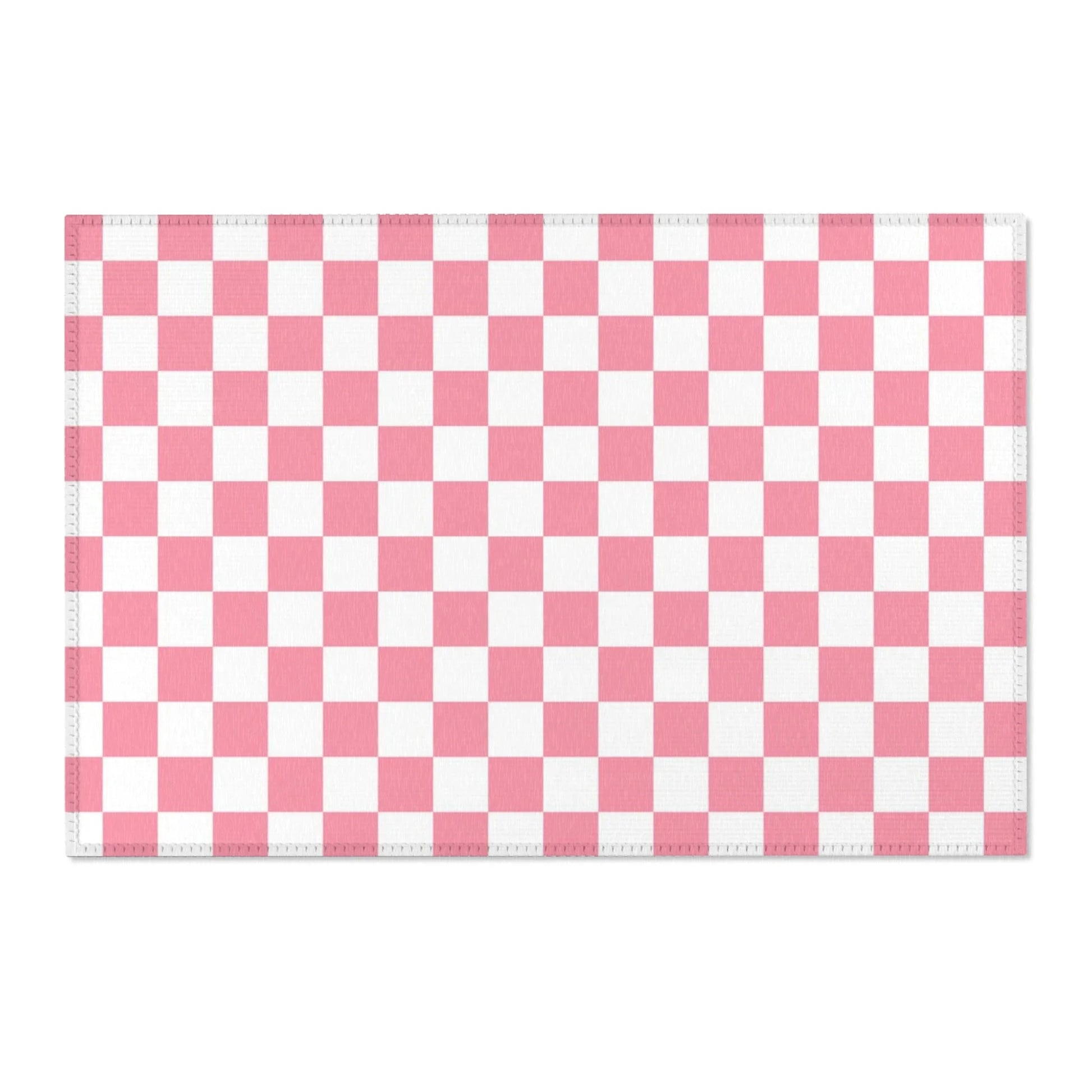 Pink and White Checkered Area Rug, Artsulli - Art is Long, Life is Short, Home Decor, Size, 36" × 24", , , , , 78999968011900309896