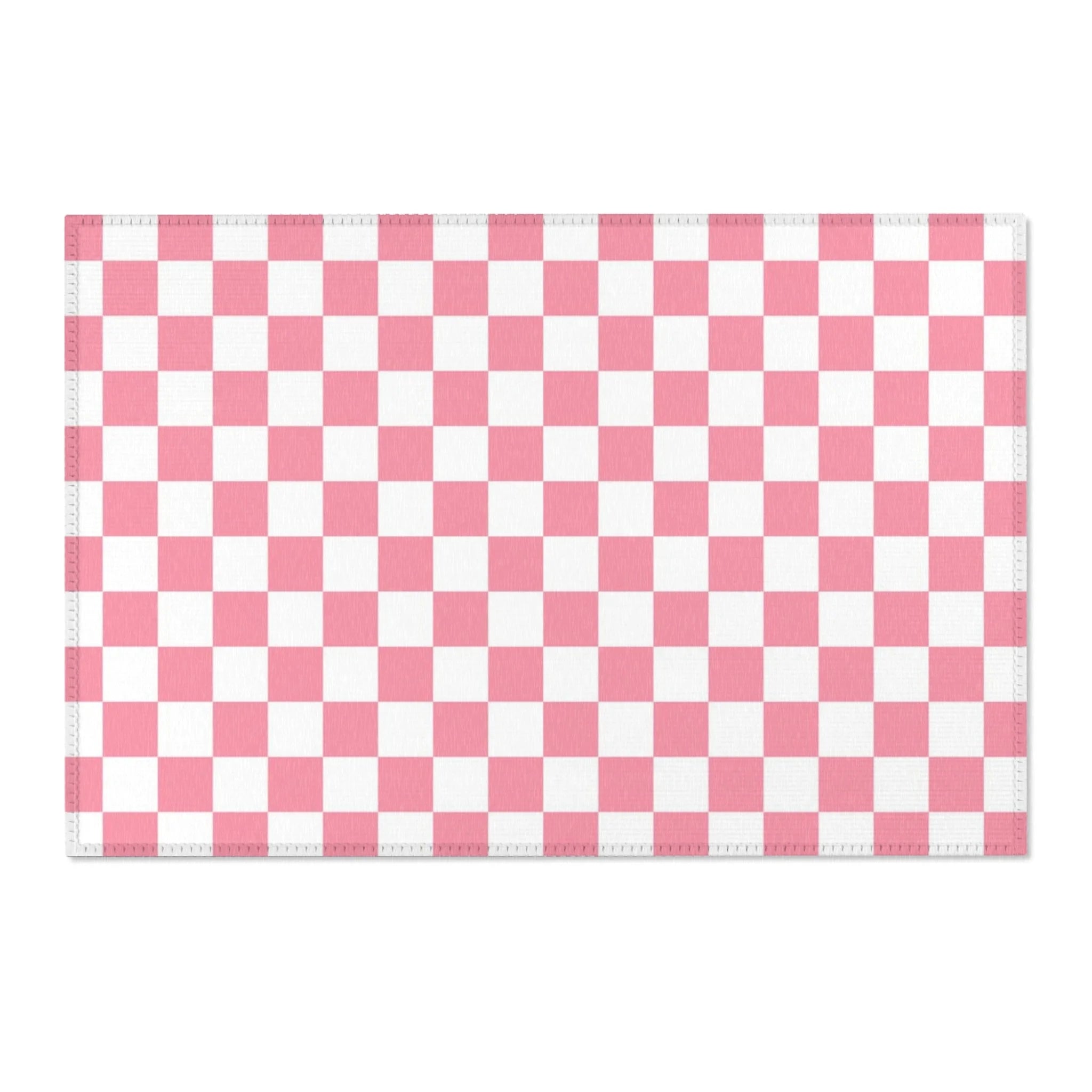 Pink and White Checkered Area Rug, Artsulli - Art is Long, Life is Short, Home Decor, Size, 36" × 24", , , , , 78999968011900309896
