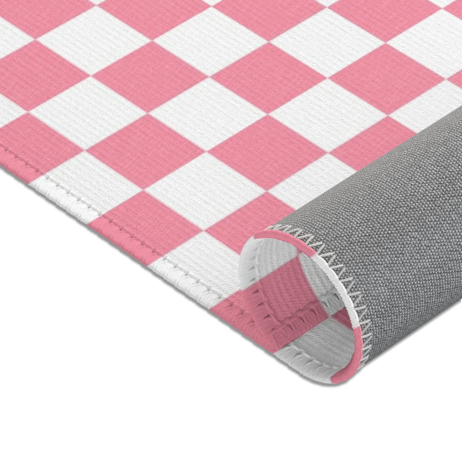 Pink and White Checkered Area Rug, Artsulli - Art is Long, Life is Short, Home Decor, , , , , , , 