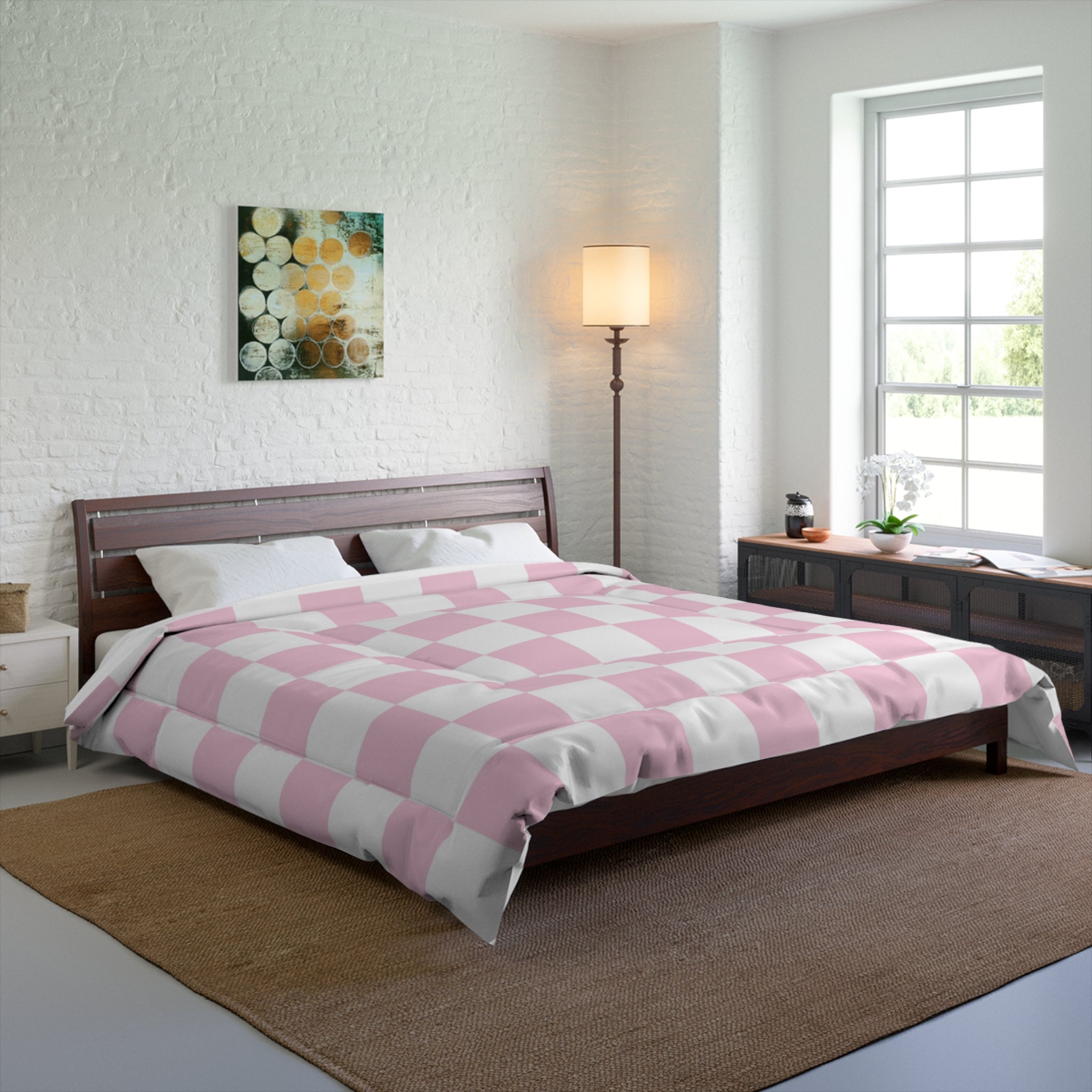 JAKKOUTTHEBXX Pink and White Checkered Comforter 2025
