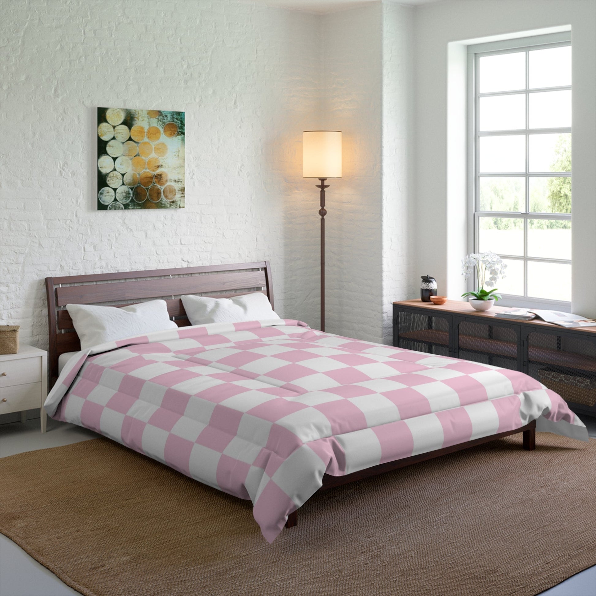 JAKKOUTTHEBXX Pink and White Checkered Comforter 2025