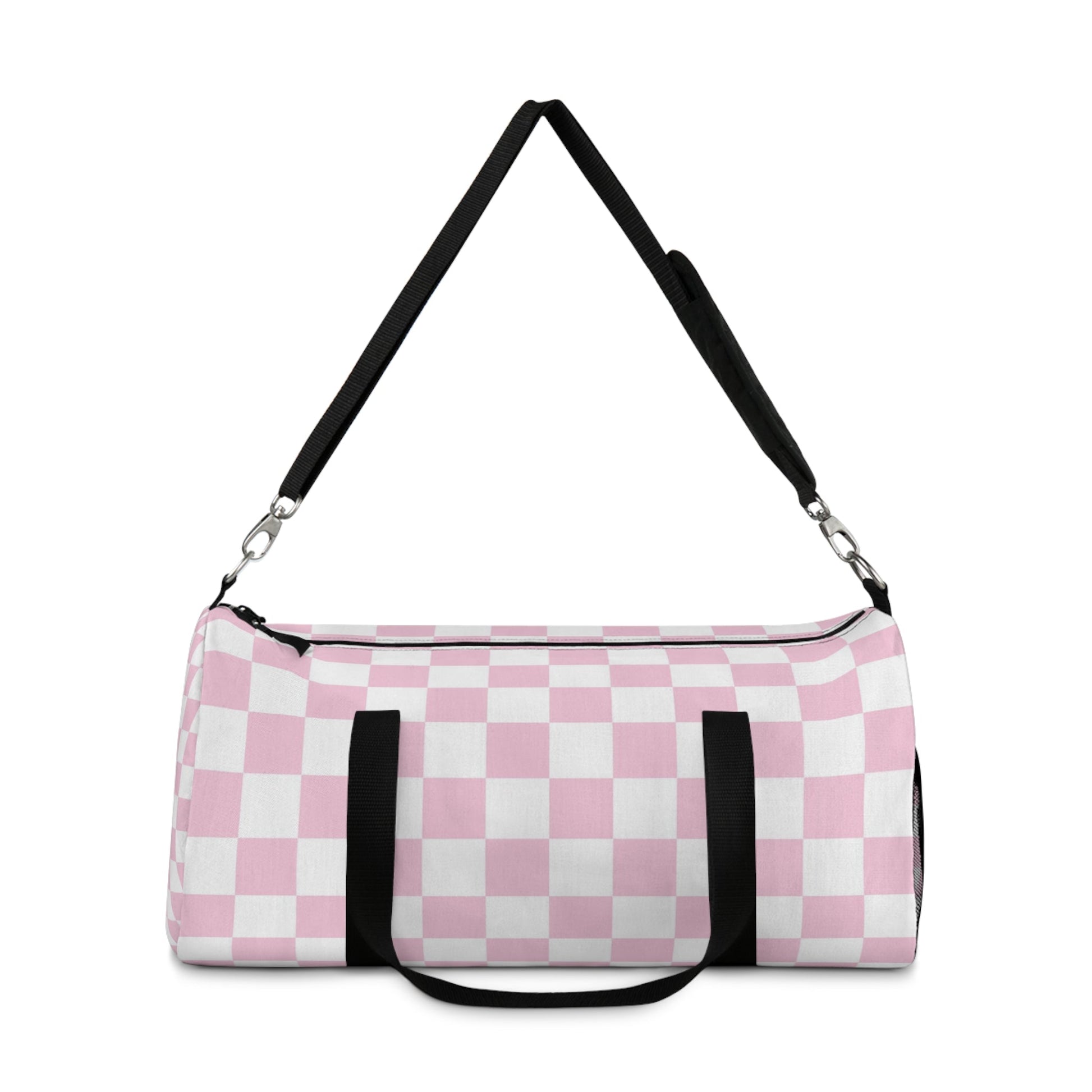 JAKKOUTTHEBXX Pink and White Checkered Duffel Bag 2025