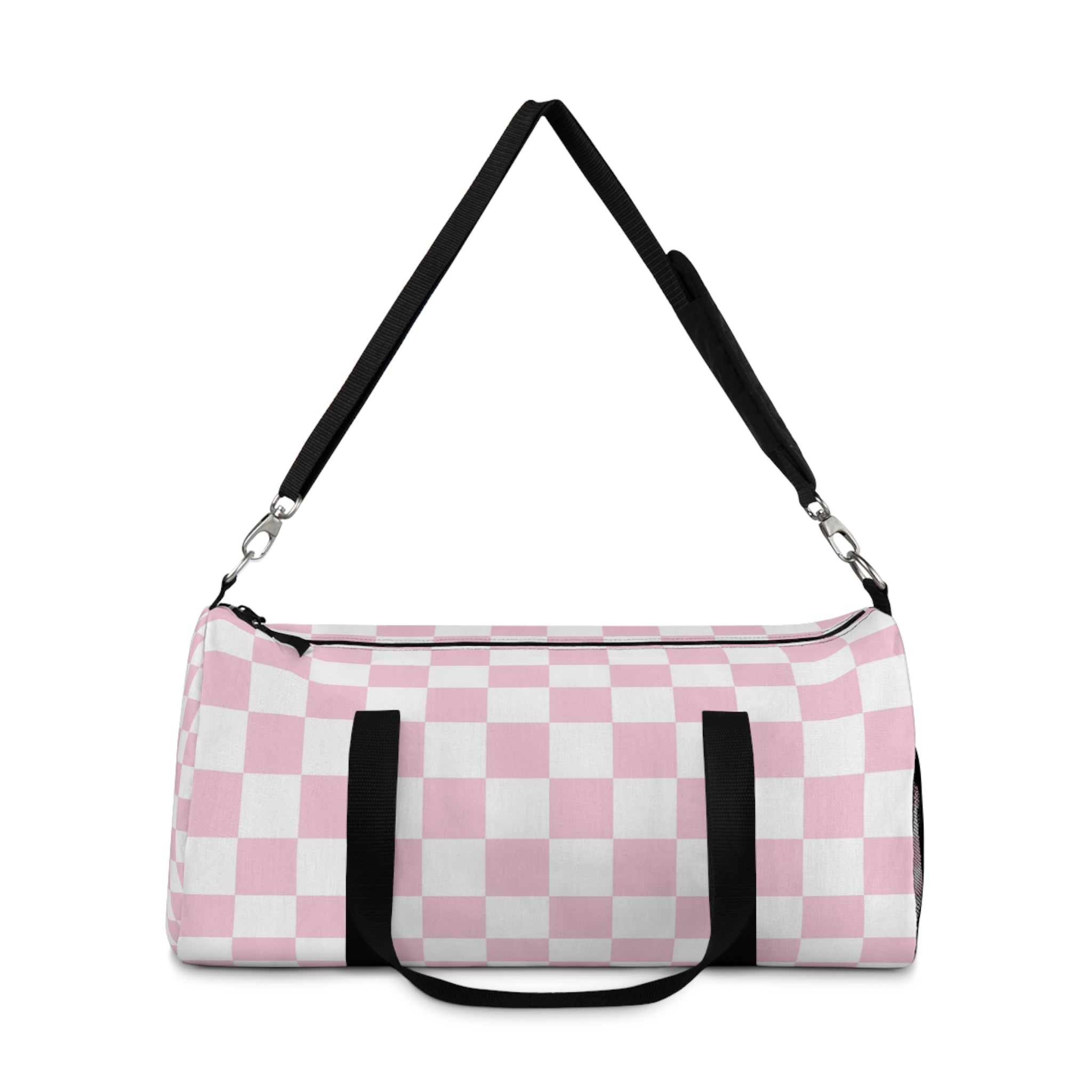 JAKKOUTTHEBXX Pink and White Checkered Duffel Bag 2025