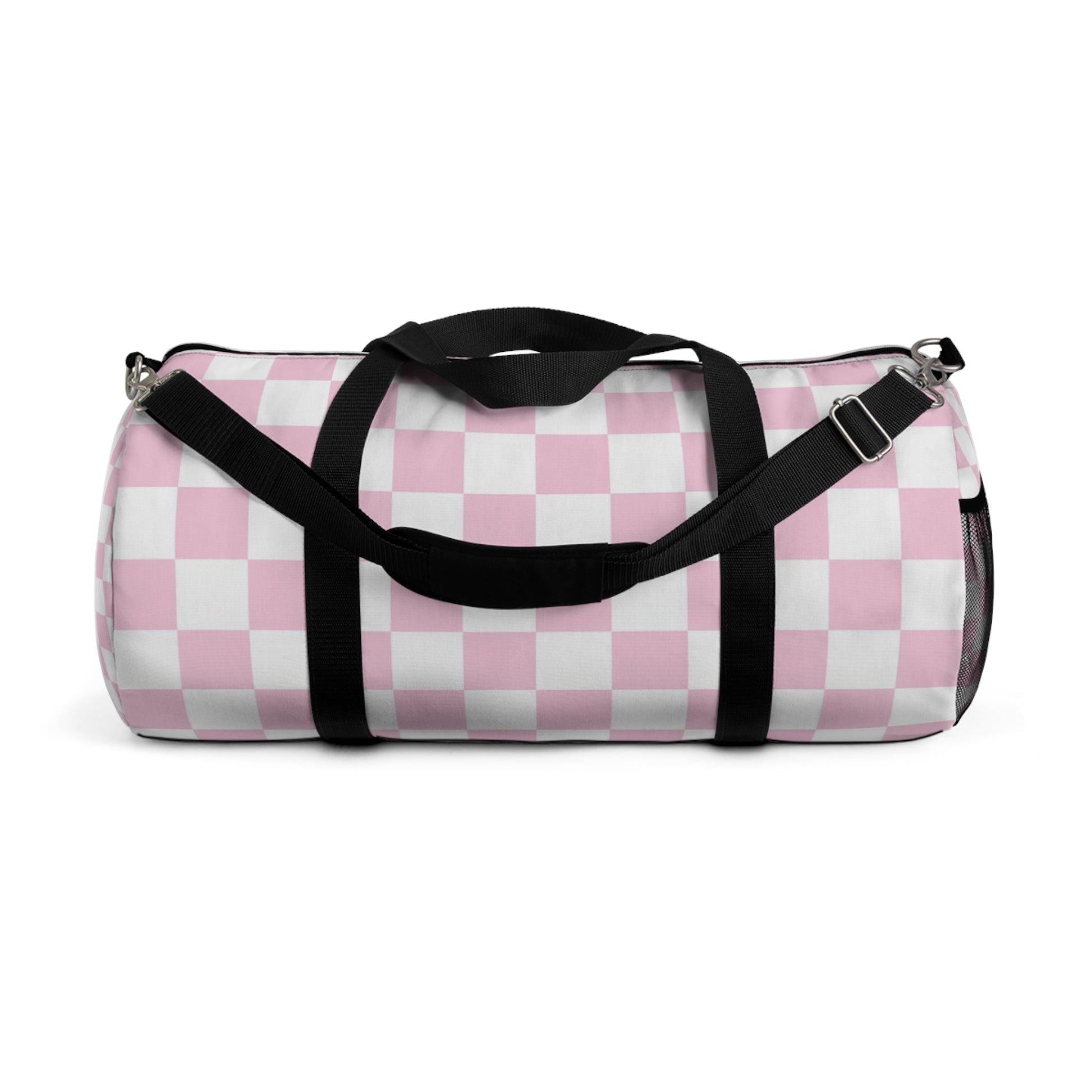 JAKKOUTTHEBXX Pink and White Checkered Duffel Bag 2025