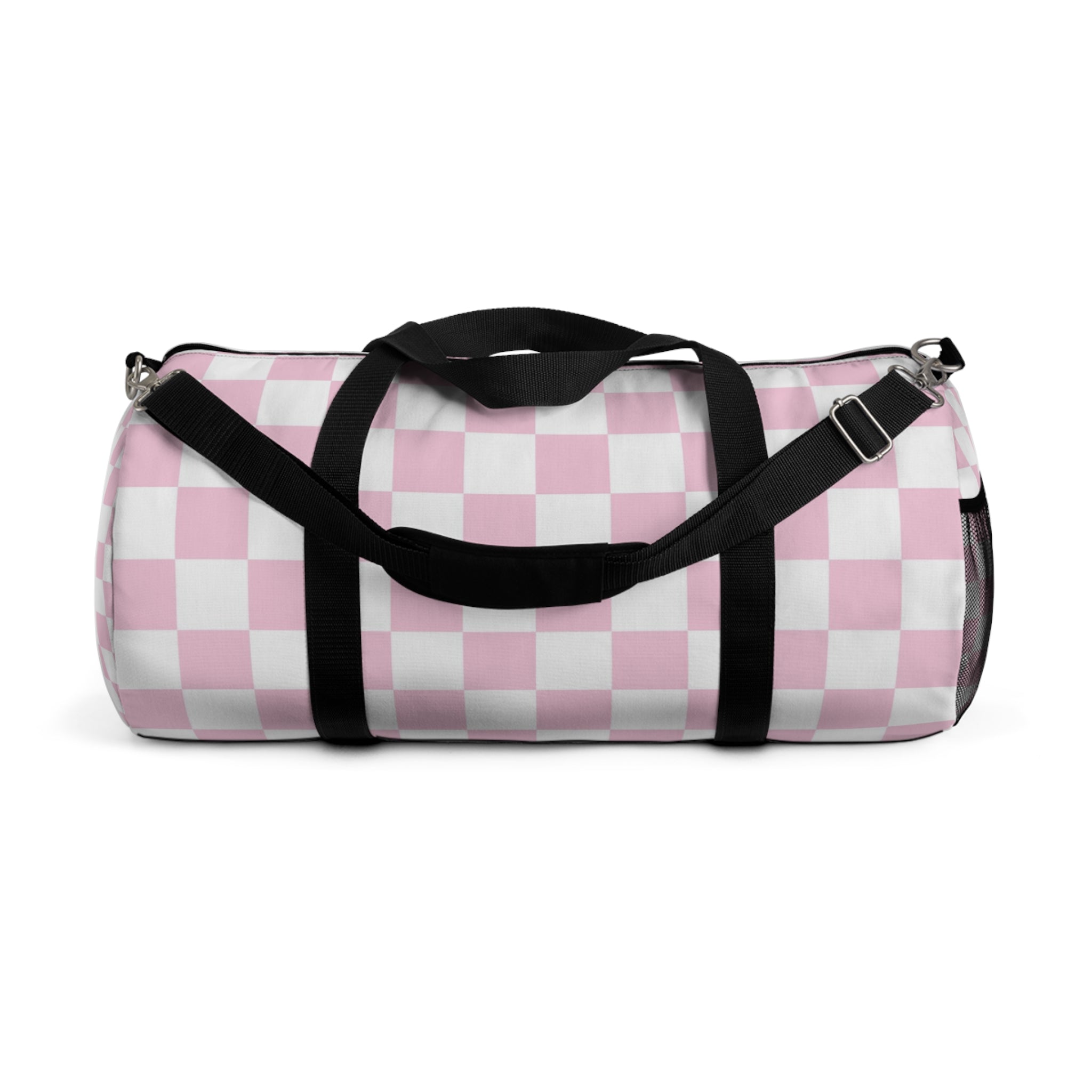 JAKKOUTTHEBXX Pink and White Checkered Duffel Bag 2025