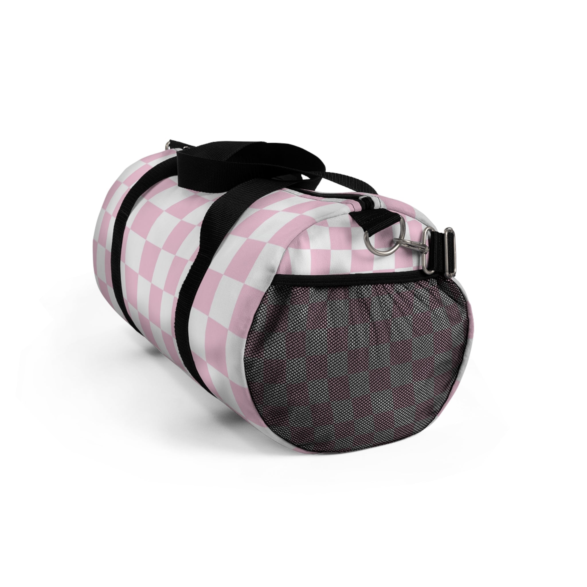 JAKKOUTTHEBXX Pink and White Checkered Duffel Bag 2025