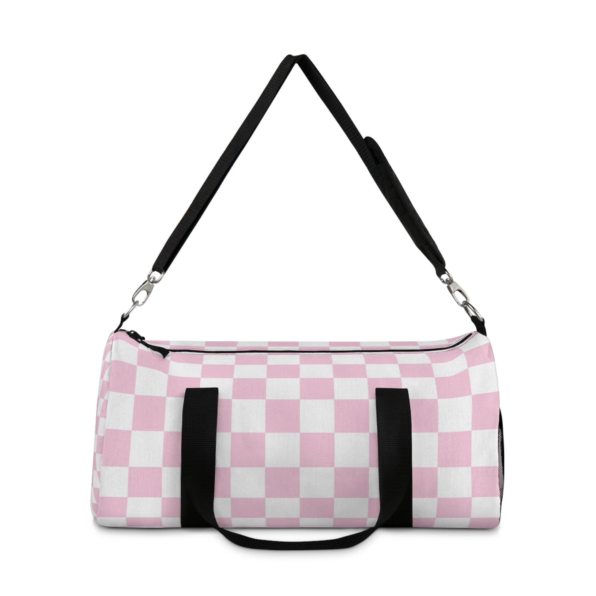 JAKKOUTTHEBXX Pink and White Checkered Duffel Bag 2025