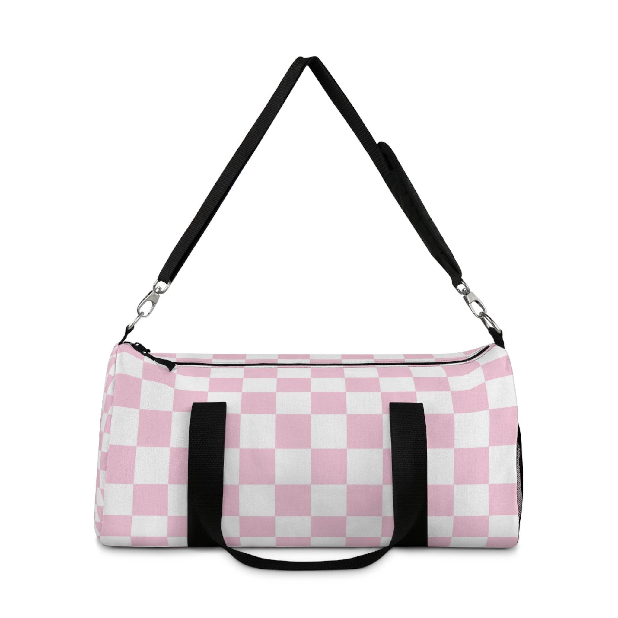 JAKKOUTTHEBXX Pink and White Checkered Duffel Bag 2025