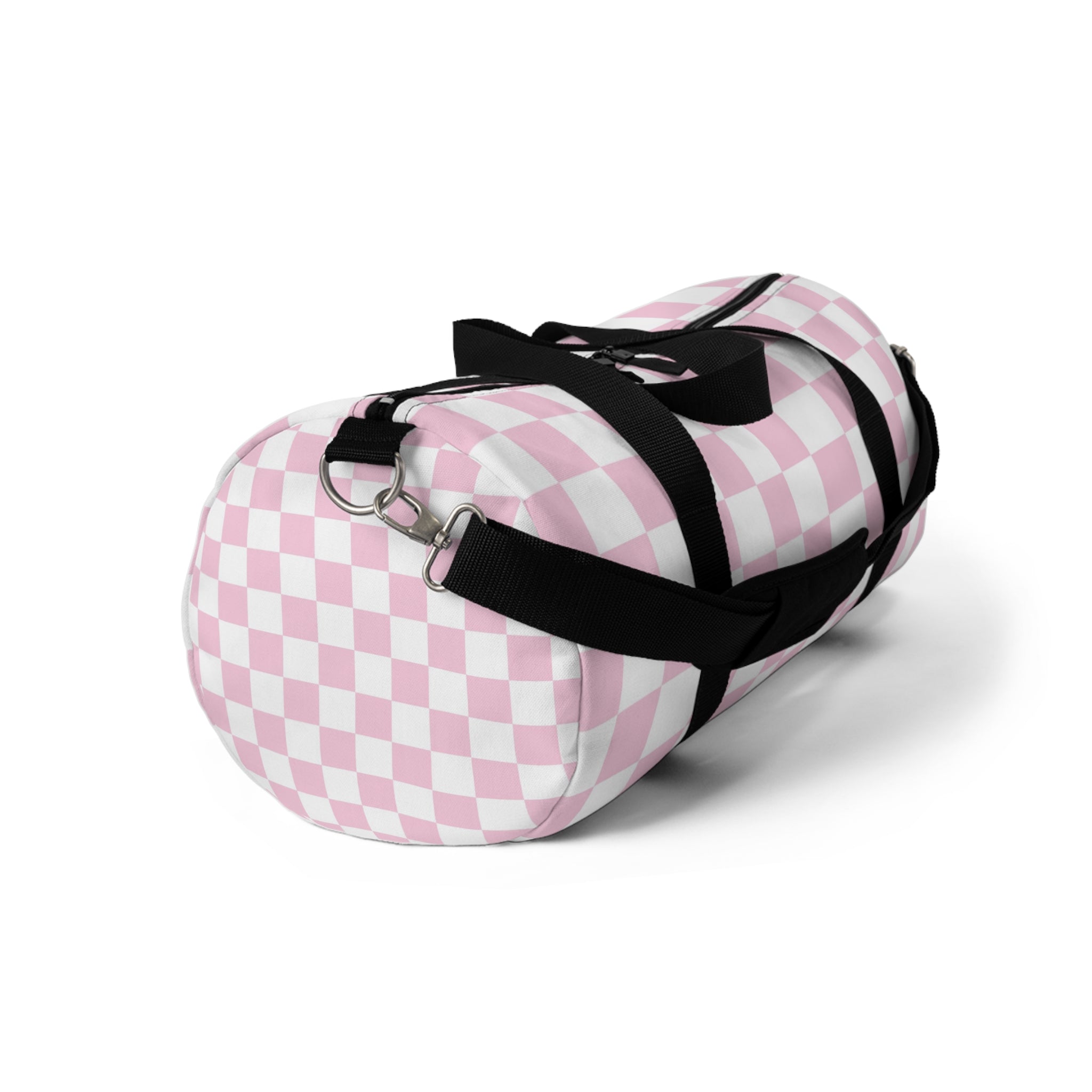 JAKKOUTTHEBXX Pink and White Checkered Duffel Bag 2025