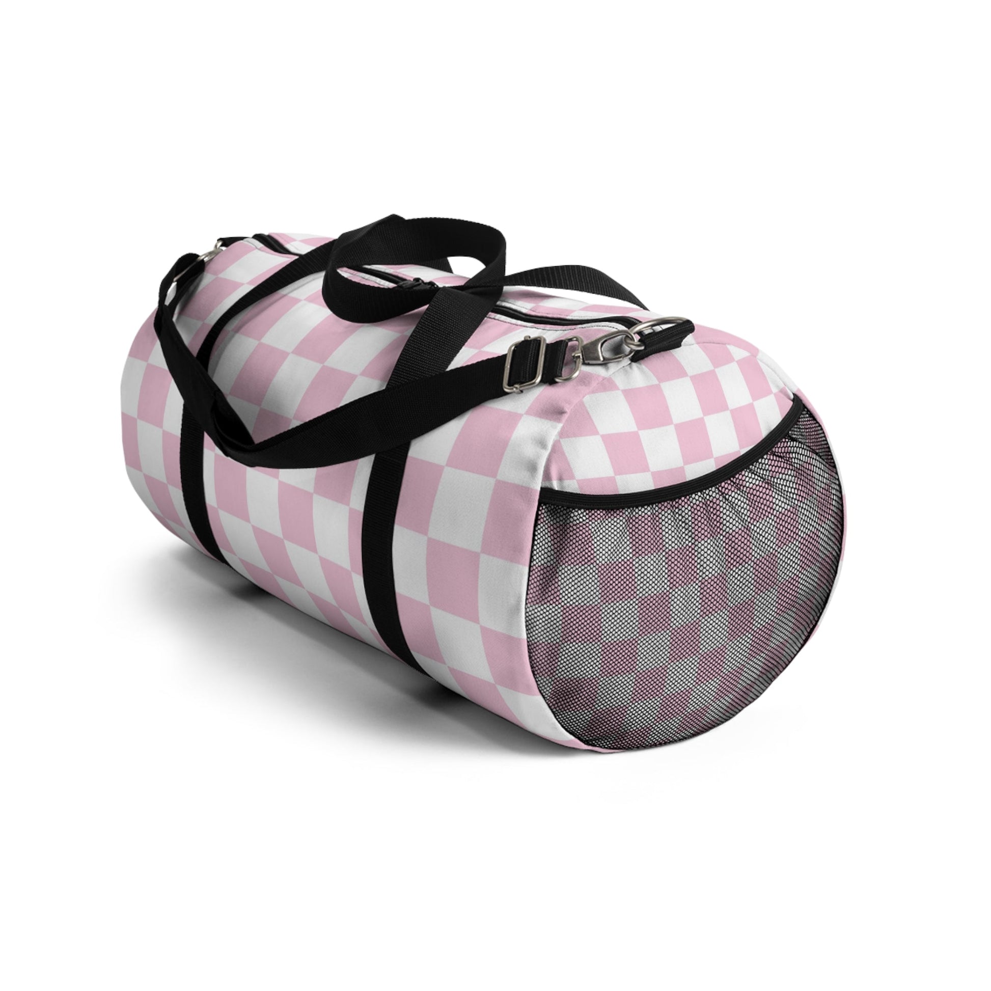 JAKKOUTTHEBXX Pink and White Checkered Duffel Bag 2025