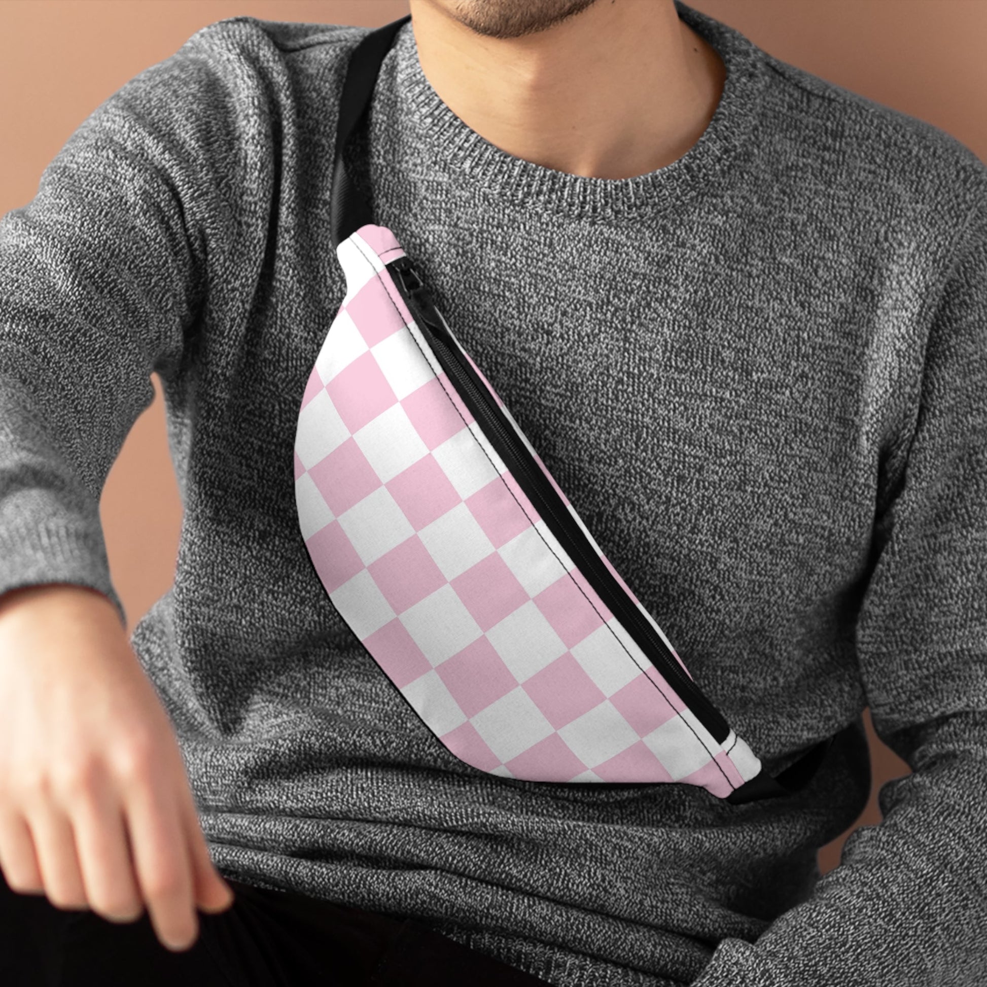 JAKKOUTTHEBXX Pink and White Checkered Fanny Pack 2025