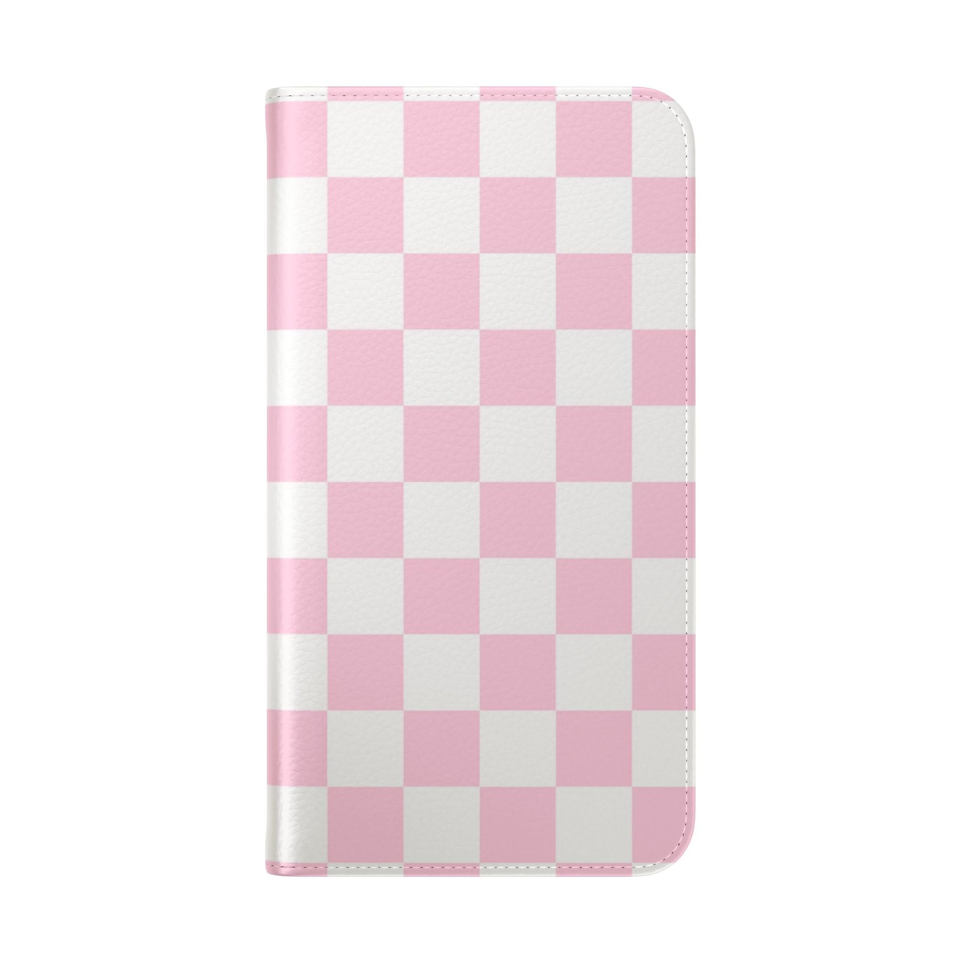 JAKKOUTTHEBXX Pink and White Checkered Faux Leather Flip Cases 2025