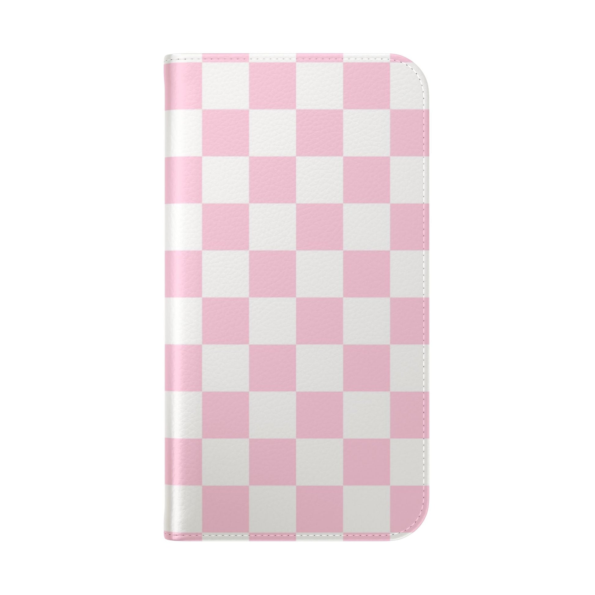 JAKKOUTTHEBXX Pink and White Checkered Faux Leather Flip Cases 2025