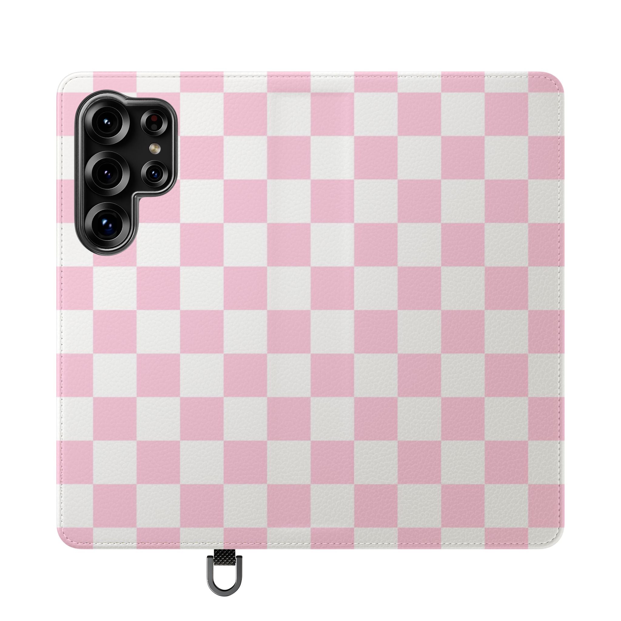 JAKKOUTTHEBXX Pink and White Checkered Faux Leather Flip Cases 2025