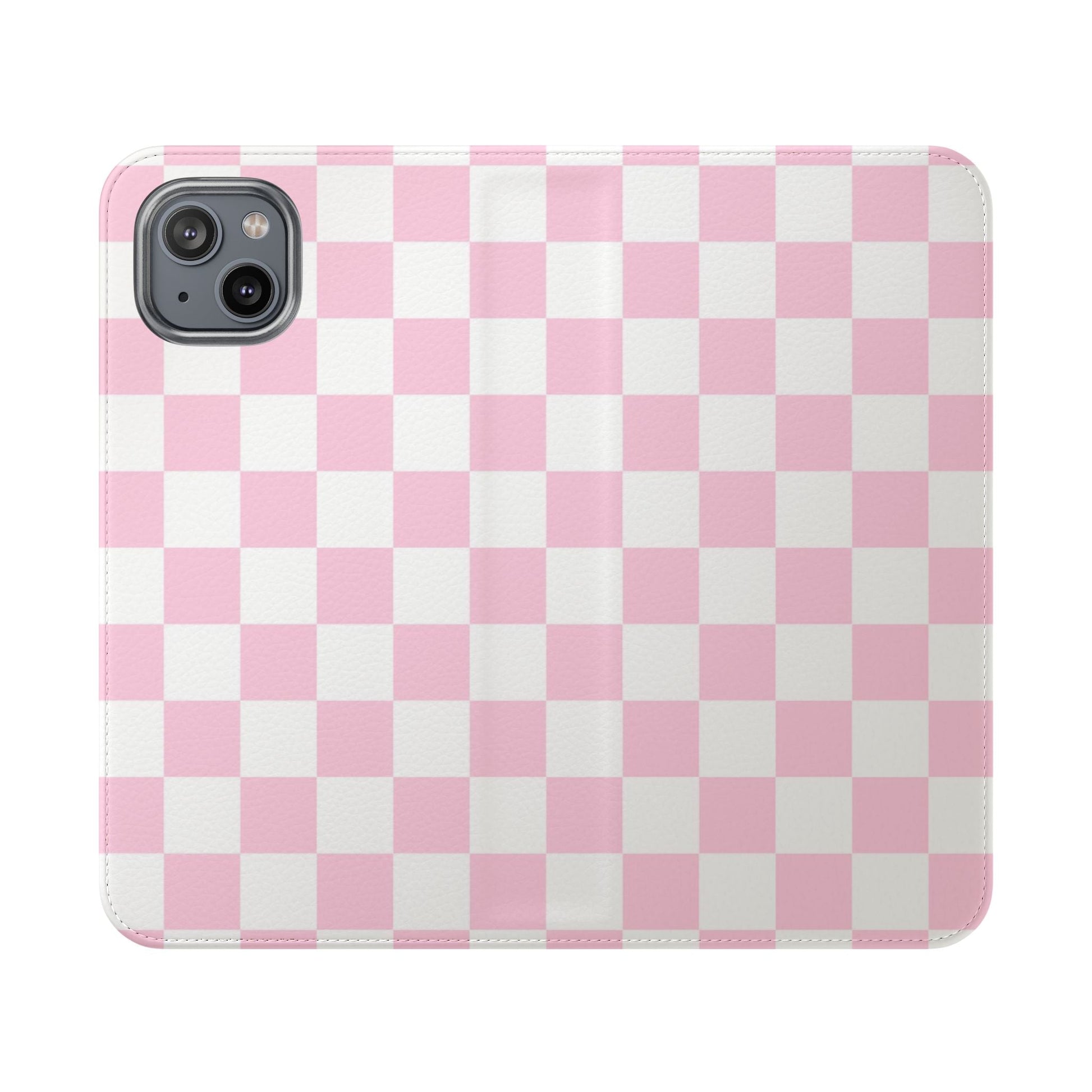 JAKKOUTTHEBXX Pink and White Checkered Faux Leather Flip Cases 2025