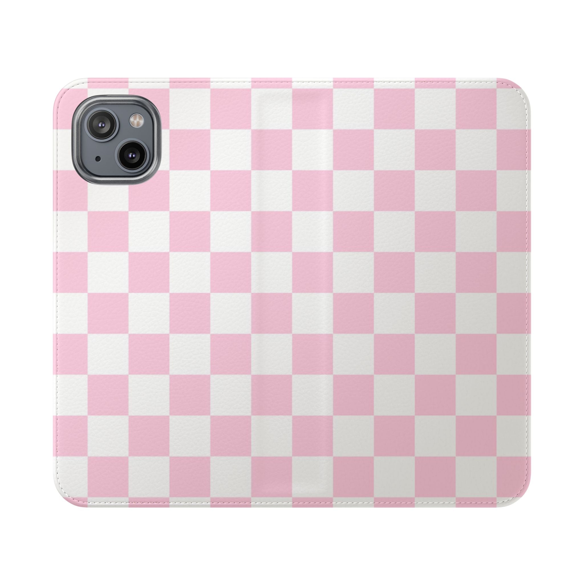 JAKKOUTTHEBXX Pink and White Checkered Faux Leather Flip Cases 2025