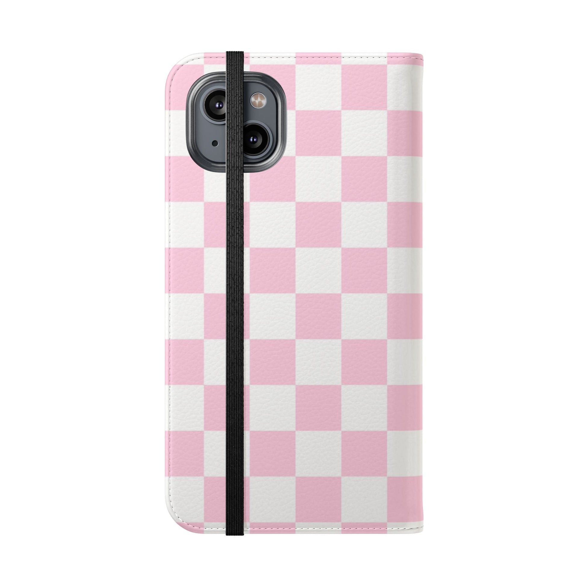 JAKKOUTTHEBXX Pink and White Checkered Faux Leather Flip Cases 2025