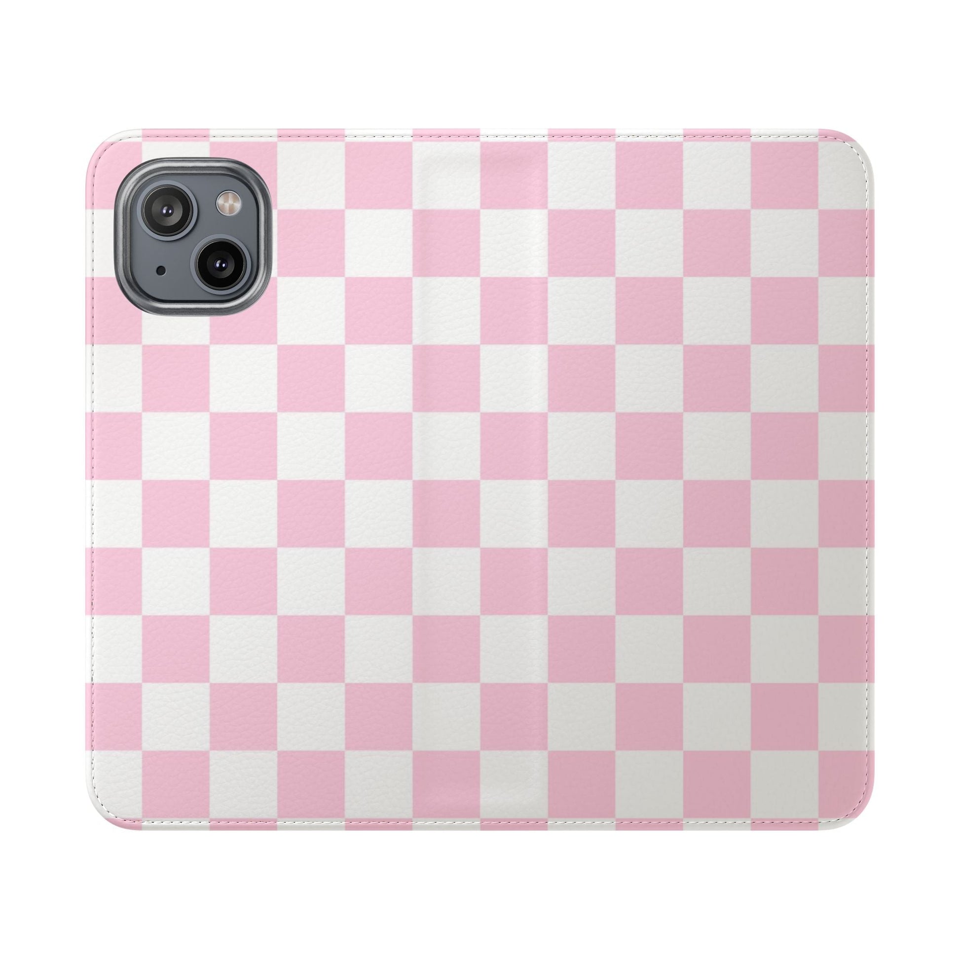 JAKKOUTTHEBXX Pink and White Checkered Faux Leather Flip Cases 2025