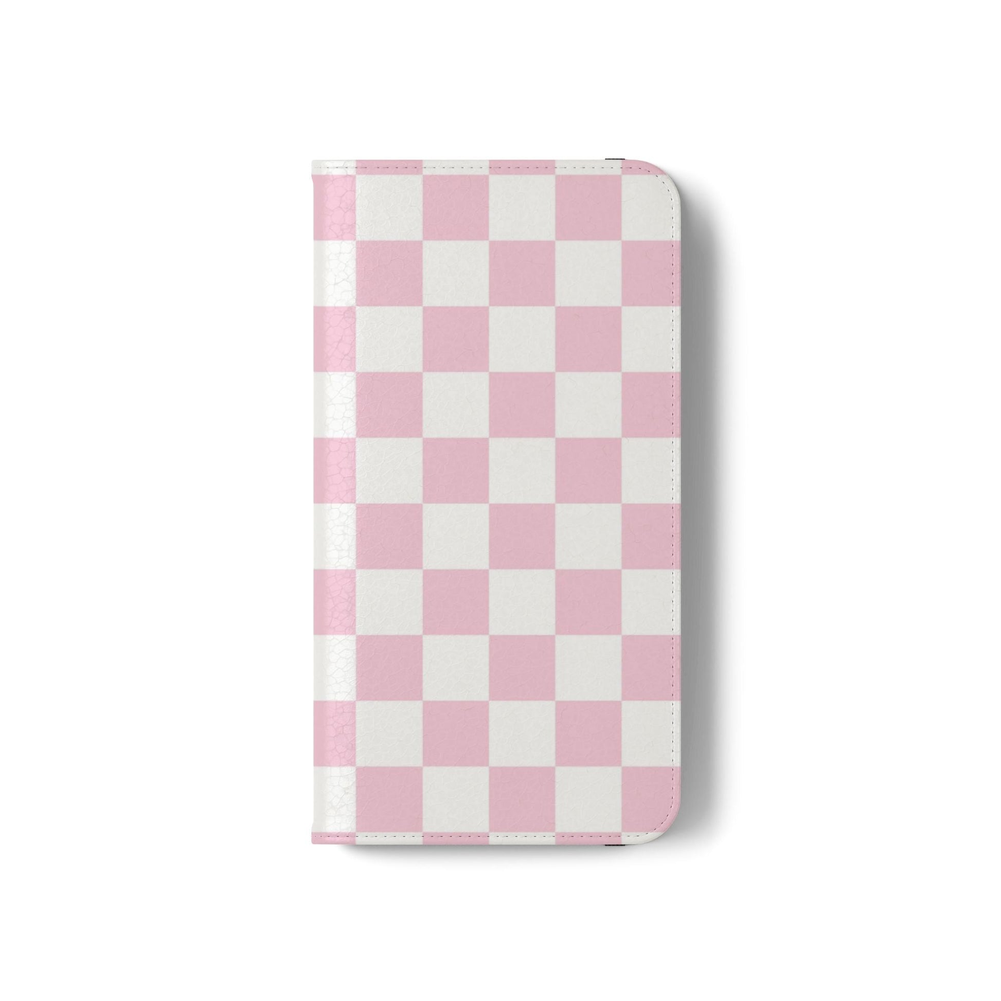JAKKOUTTHEBXX Pink and White Checkered Faux Leather Flip Cases 2025