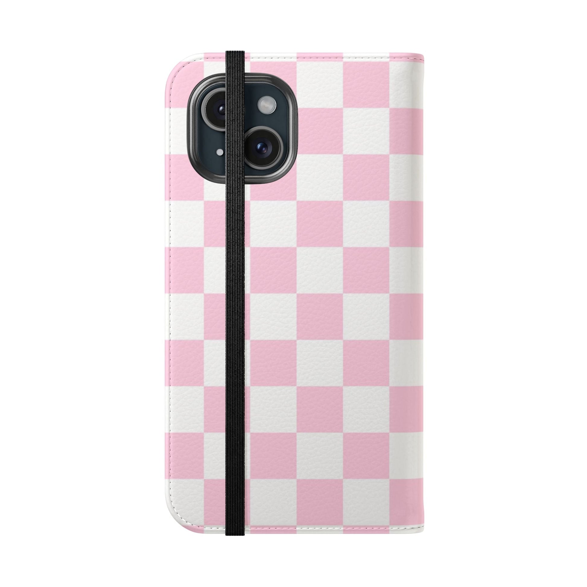 JAKKOUTTHEBXX Pink and White Checkered Faux Leather Flip Cases 2025